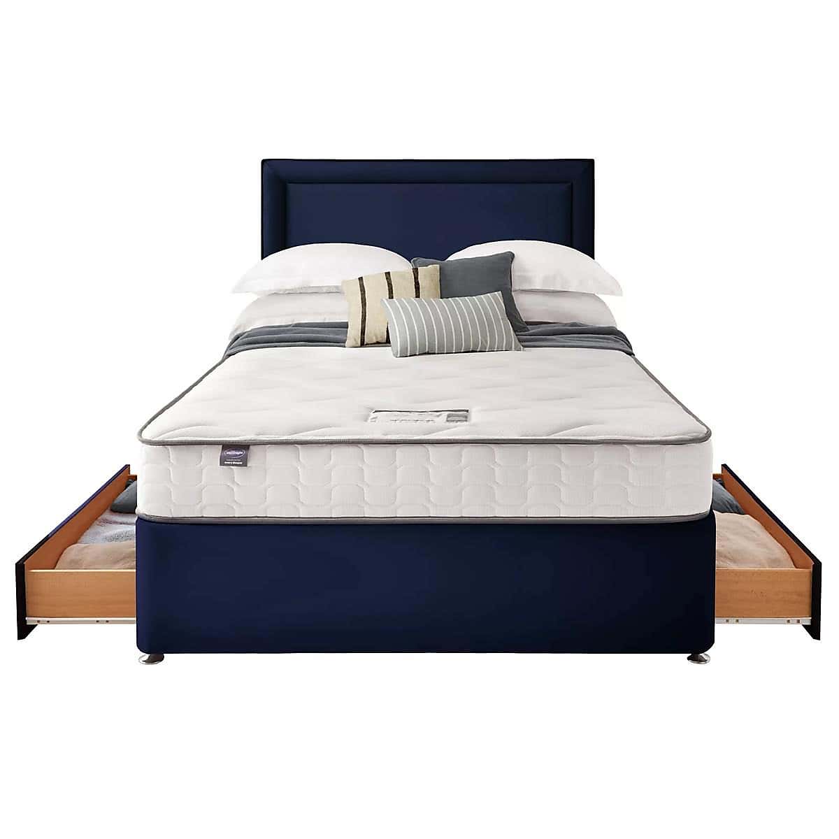 Silentnight 2 Drawer Divan Bed With Velvet Malvern Headboard