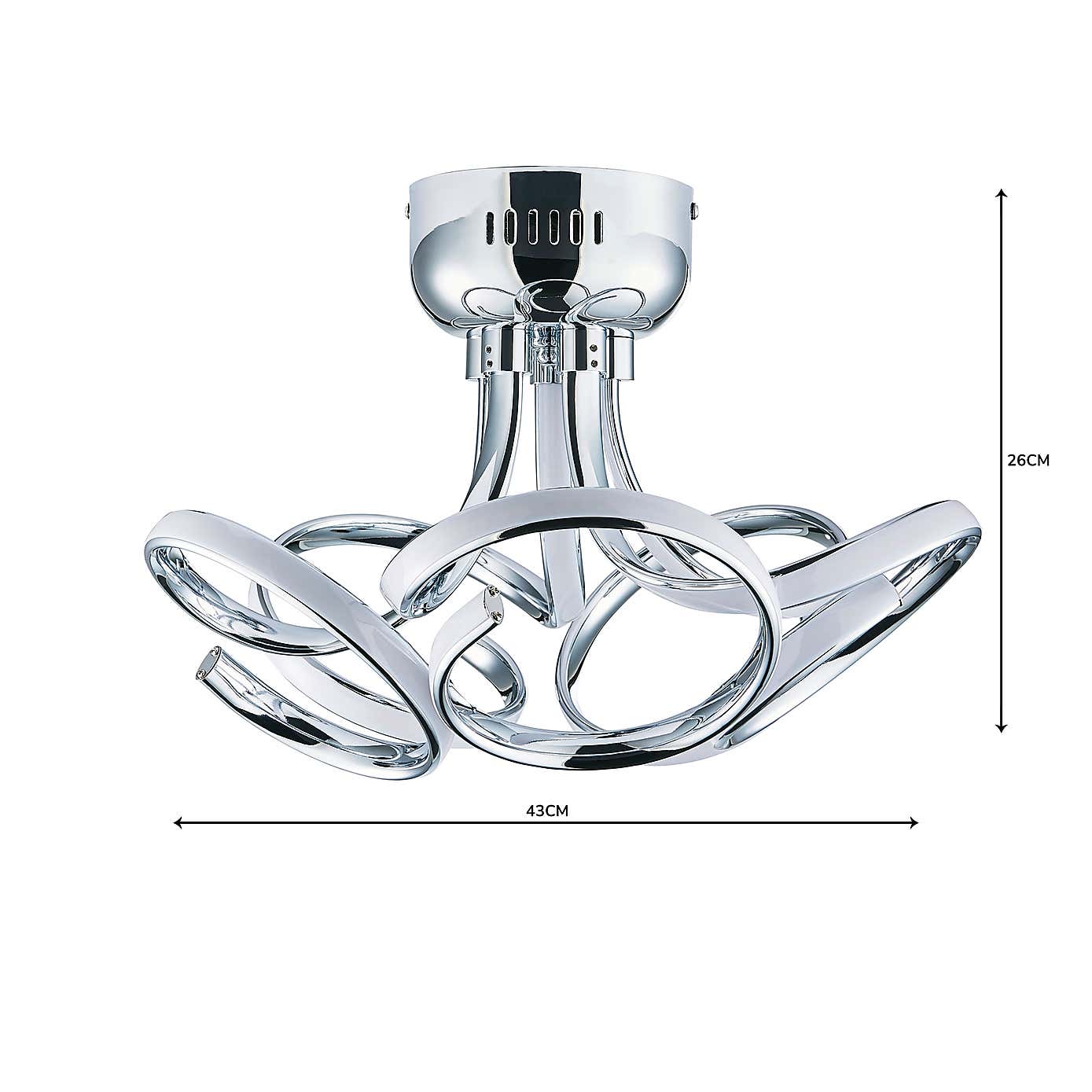 Cortez 5 Light Integrated LED Swirl Semi-Flush Ceiling Fitting