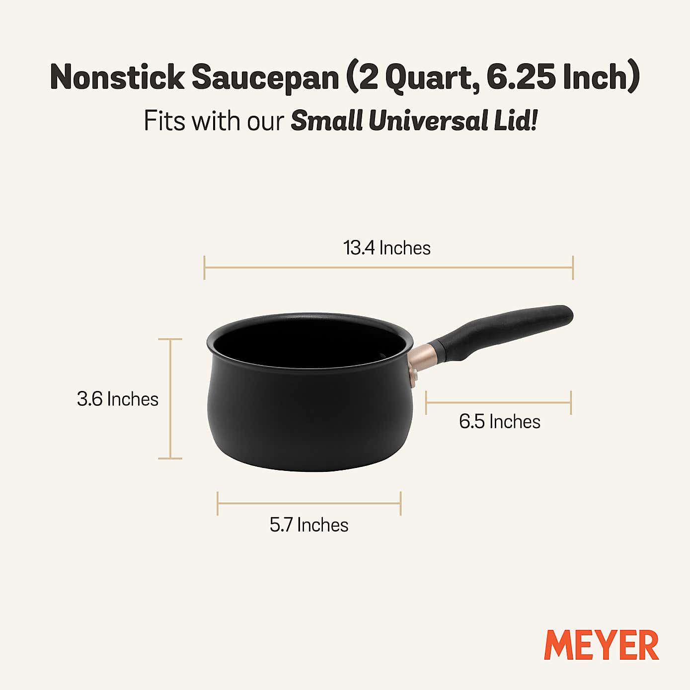 Meyer Accent Non-Stick Hard Anodised Aluminium Saucepan, 16cm