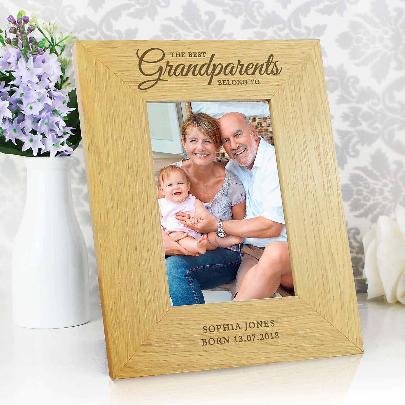Personalised The Best Grandparents Light Wood Portrait Photo Frame
