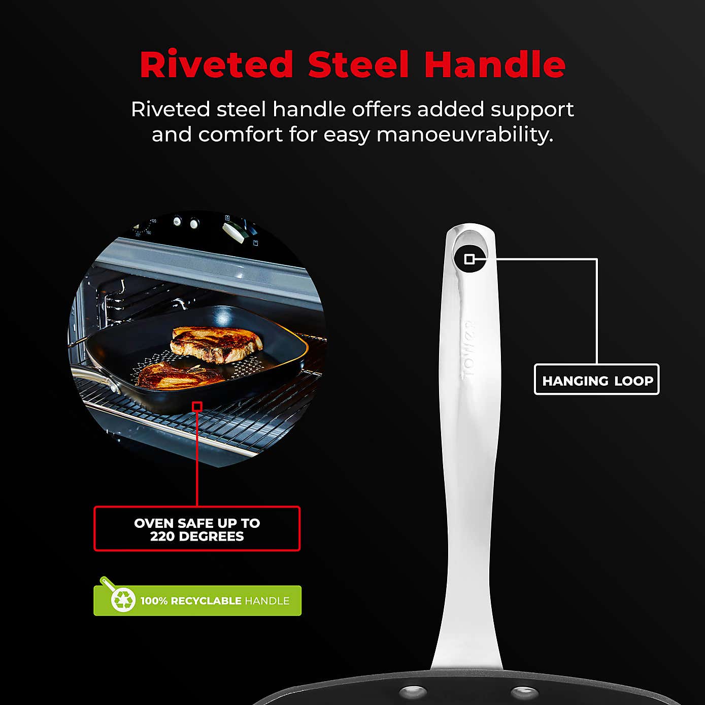 Tower Smart Start Non-Stick Ultra Forged Aluminium Grill Pan, 26cm