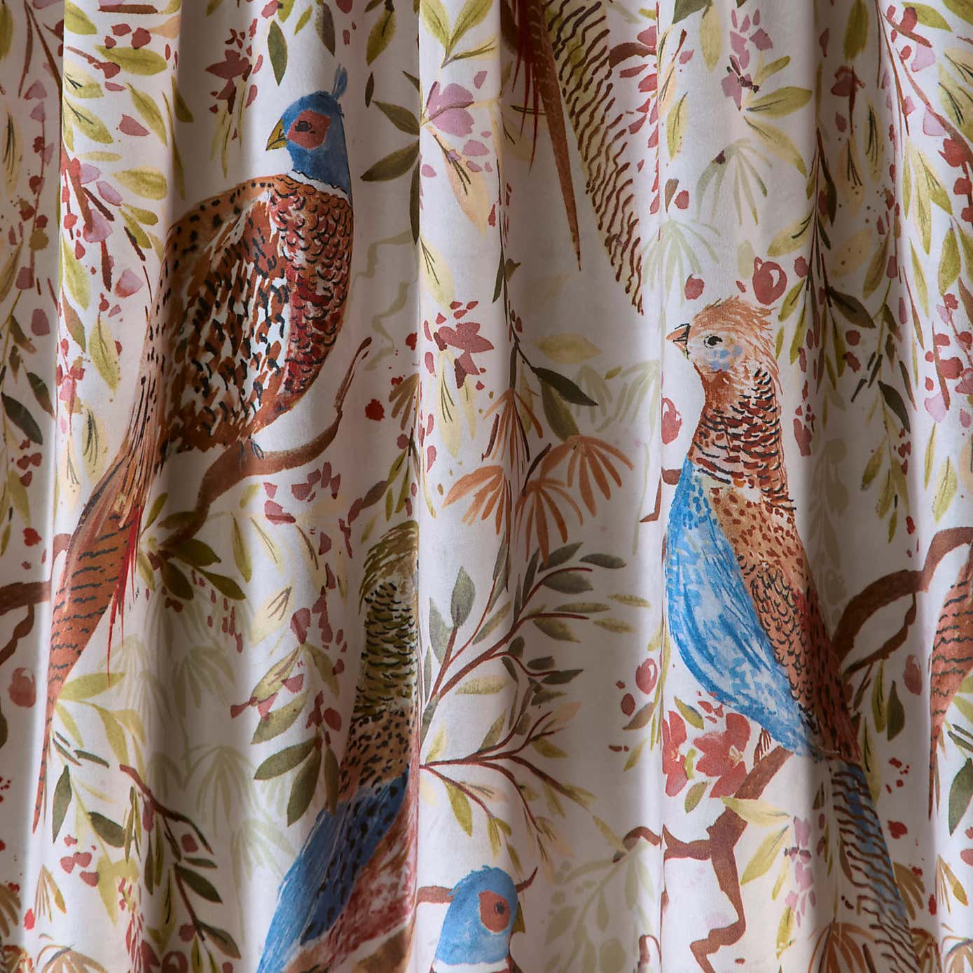 Woodland Pheasant Pencil Pleat Curtains