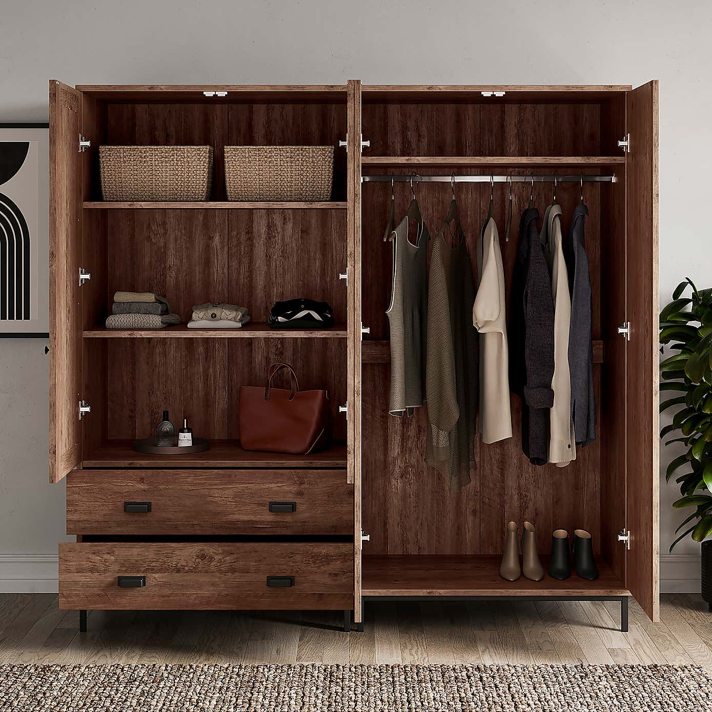 Fulton 4 Door Wardrobe Pine