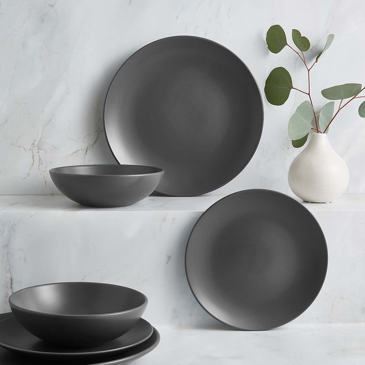 Stoneware Charcoal 12 Piece Dinner Set