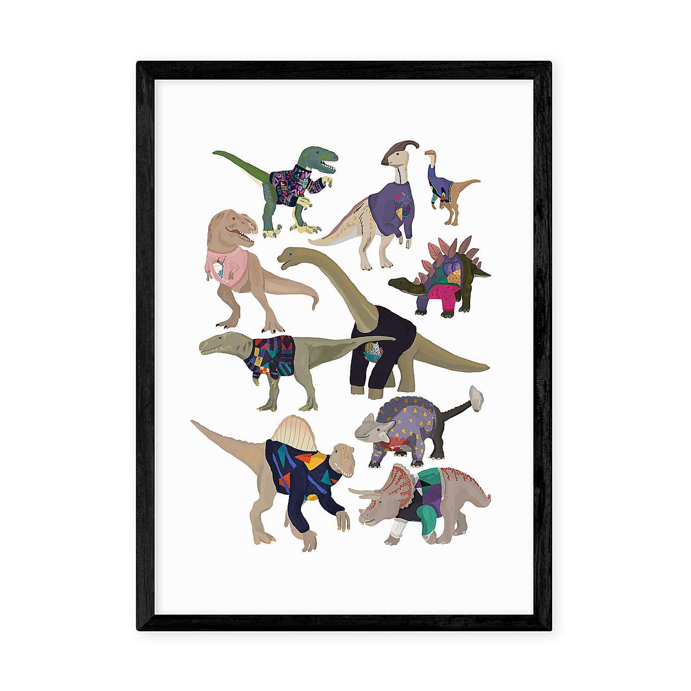 East End Prints Dinosaurs in 80s Jumpers by Hanna Melin Print
