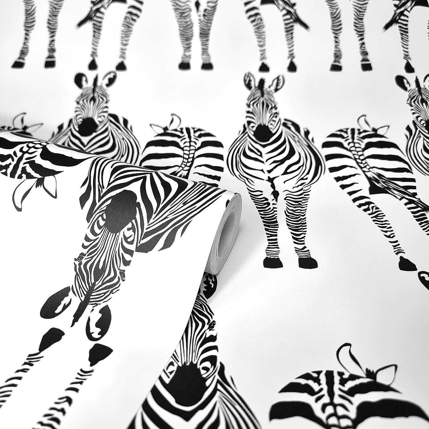 Cheeky Zebra Mono Wallpaper