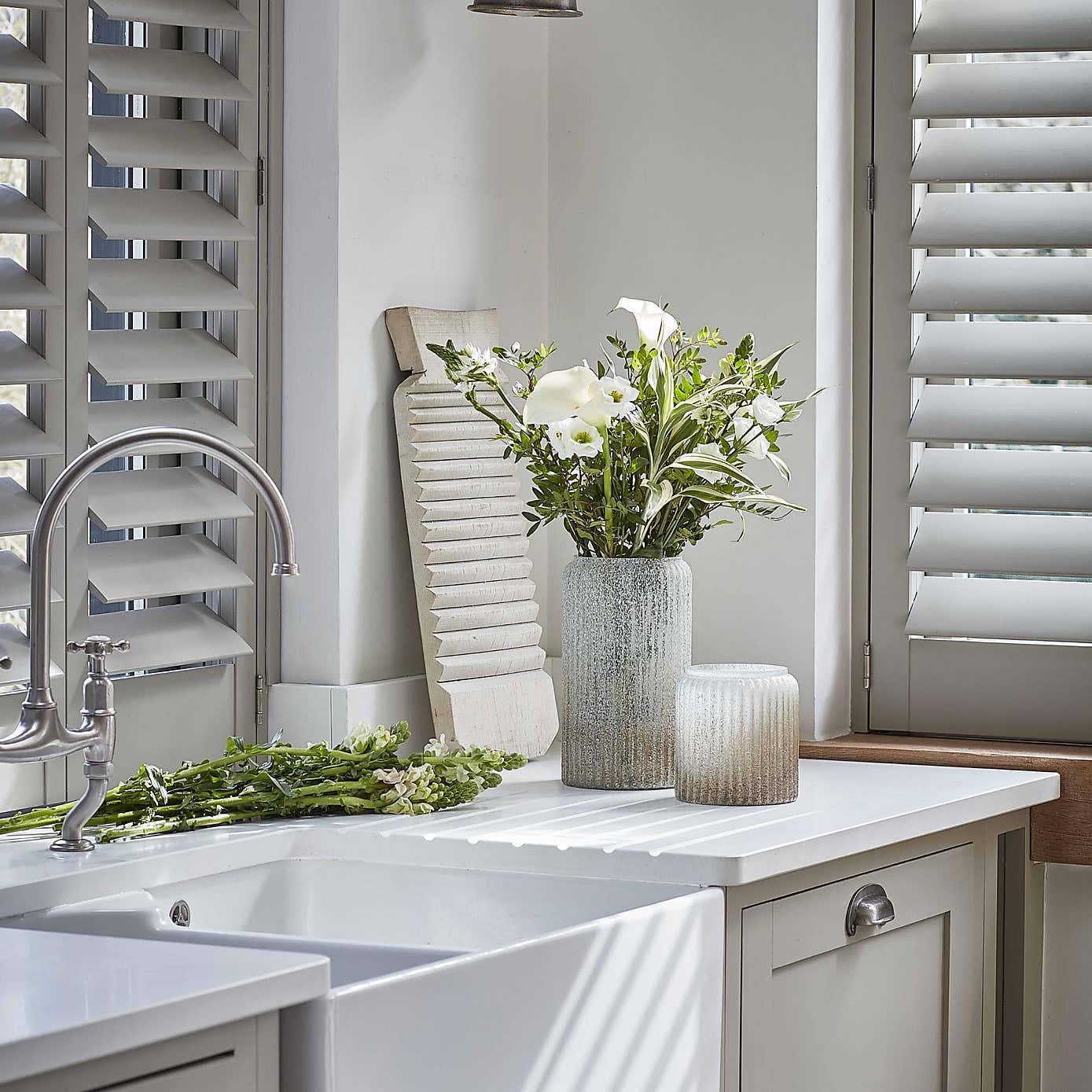 Verre Ribbed Tall Frosted Glass Vase