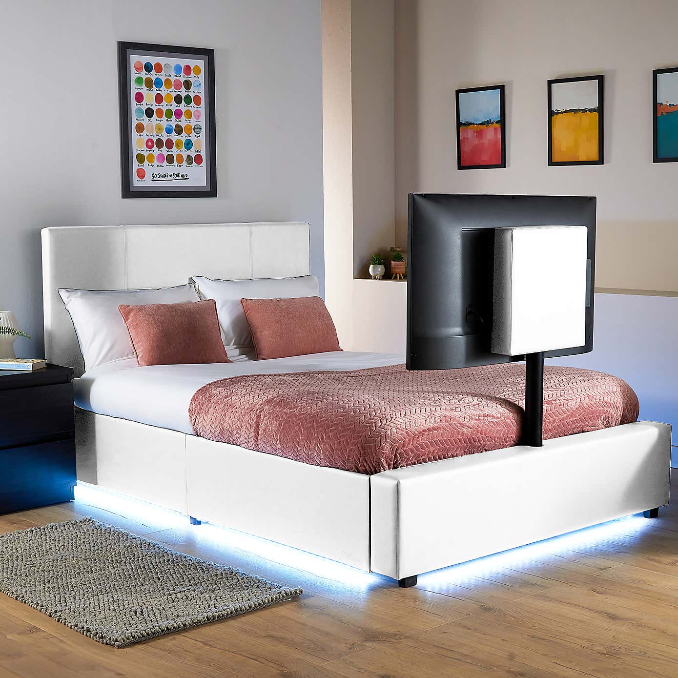 X Rocker Living Ava TV Bed with LED Lights and TV Mount