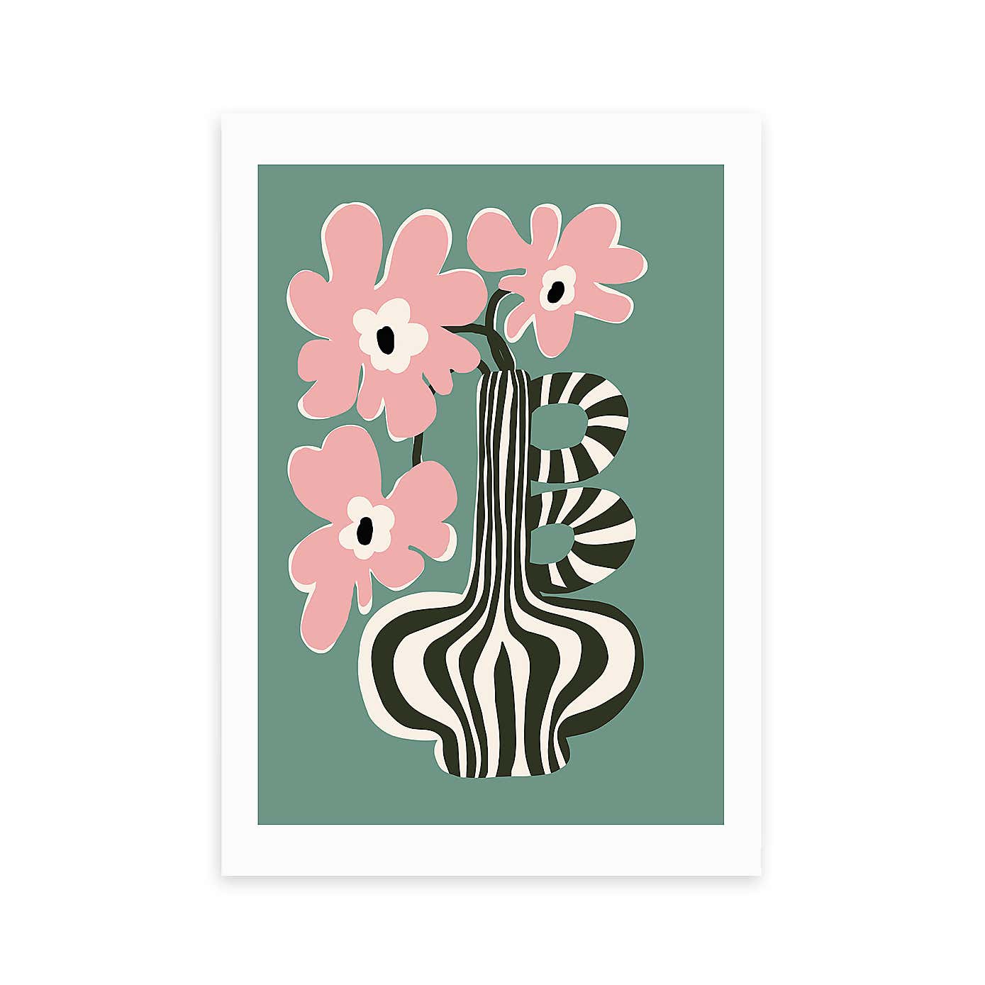 East End Prints Floral Stripe Print by Miho Art Studio