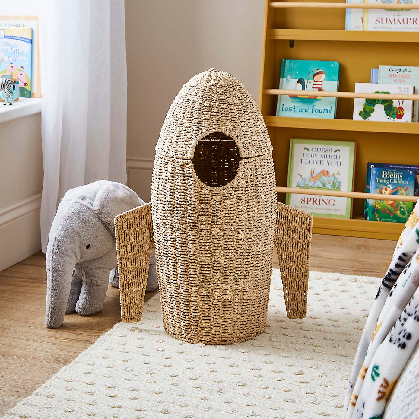 Kids Rocket Ship Paper Storage Basket