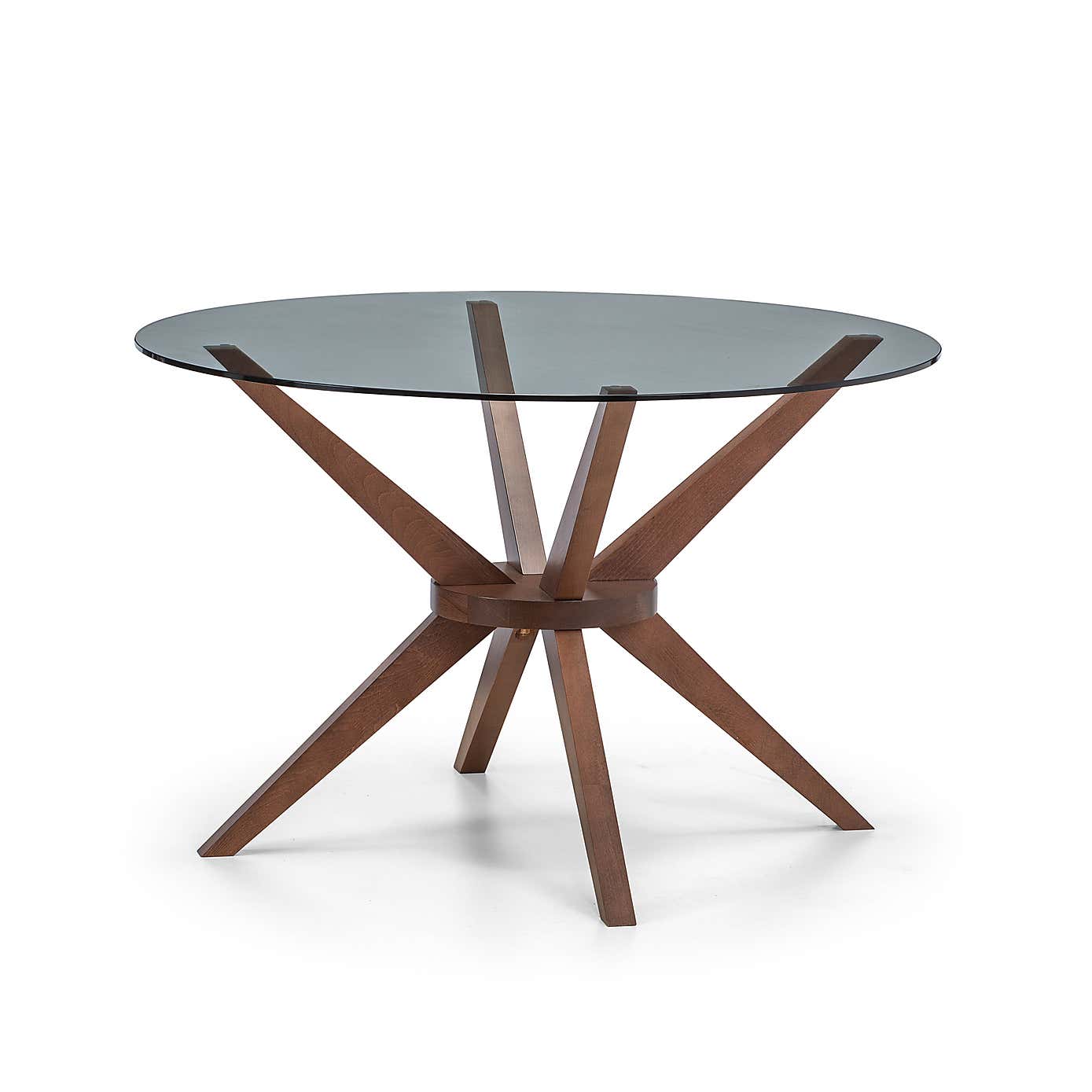 Chelsea 4 Seater Round Dining Table, Brown Wood, Glass