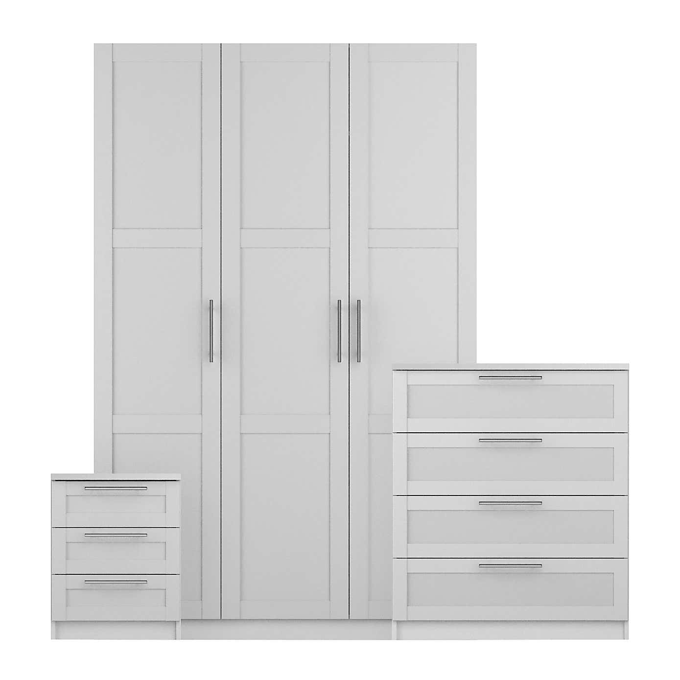 Sudbury Framed 3 Piece Triple Wardrobe Bedroom Furniture Set