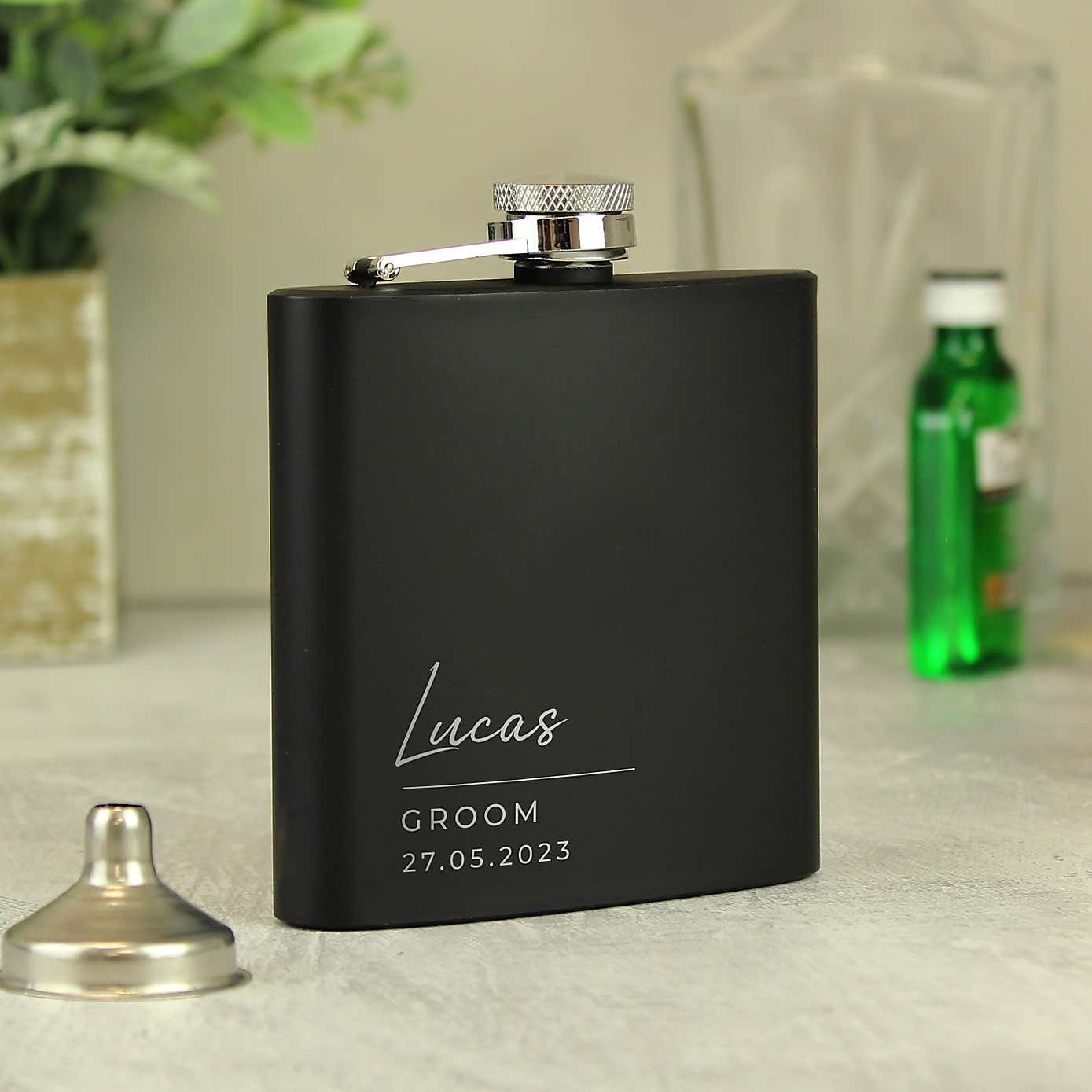 Personalised Any Occasion Black Hip Flask