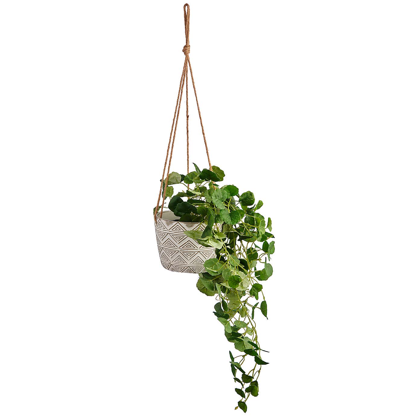 Artificial Trailing Plant in Hanging Geometric Plant Pot