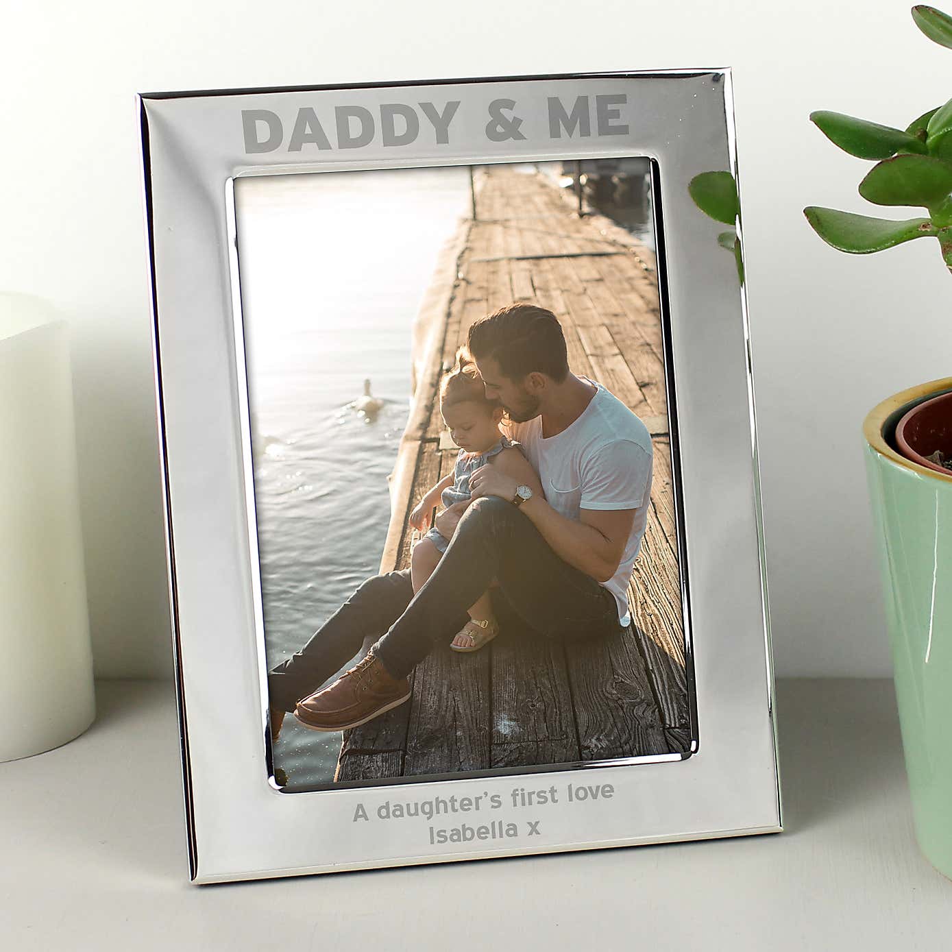 Personalised Silver Daddy and Me Portrait Photo Frame