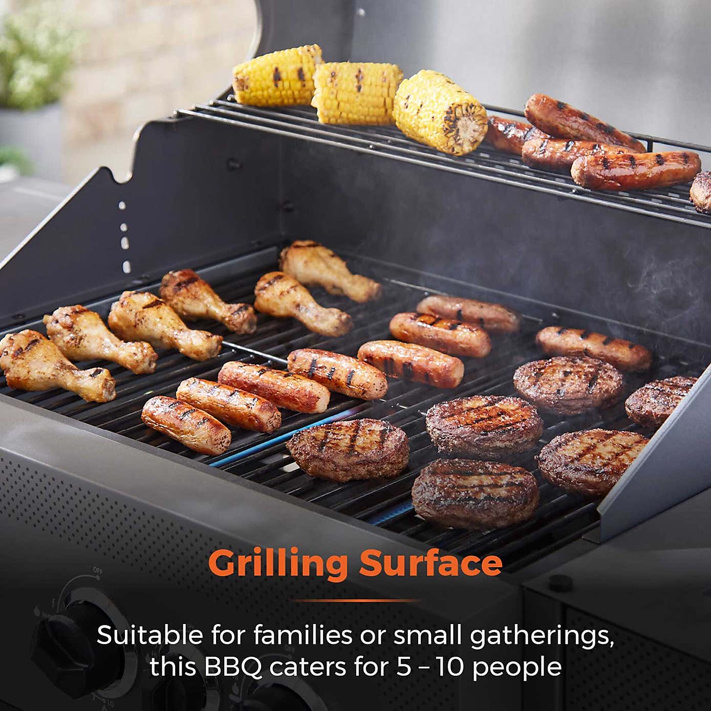 Tower Stealth 3000 Three Burner Gas BBQ with Side Burner, Grey Steel