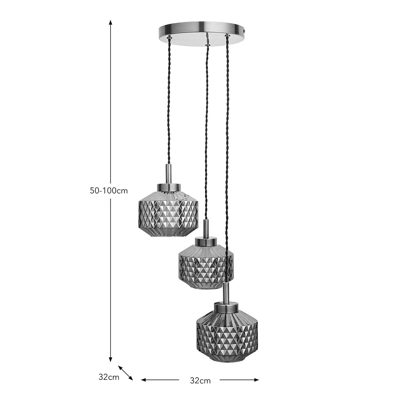 Abingdon 3 Light Adjustable Cluster Ceiling Light