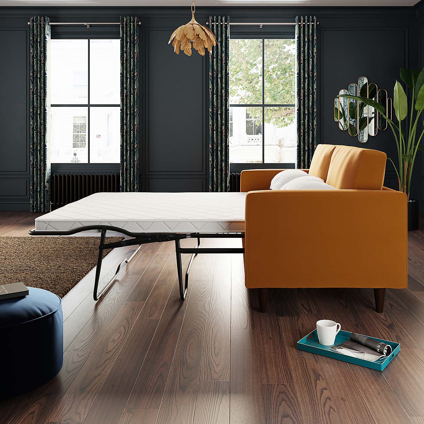 Zoe Velvet 3 Seater Double Sofa Bed