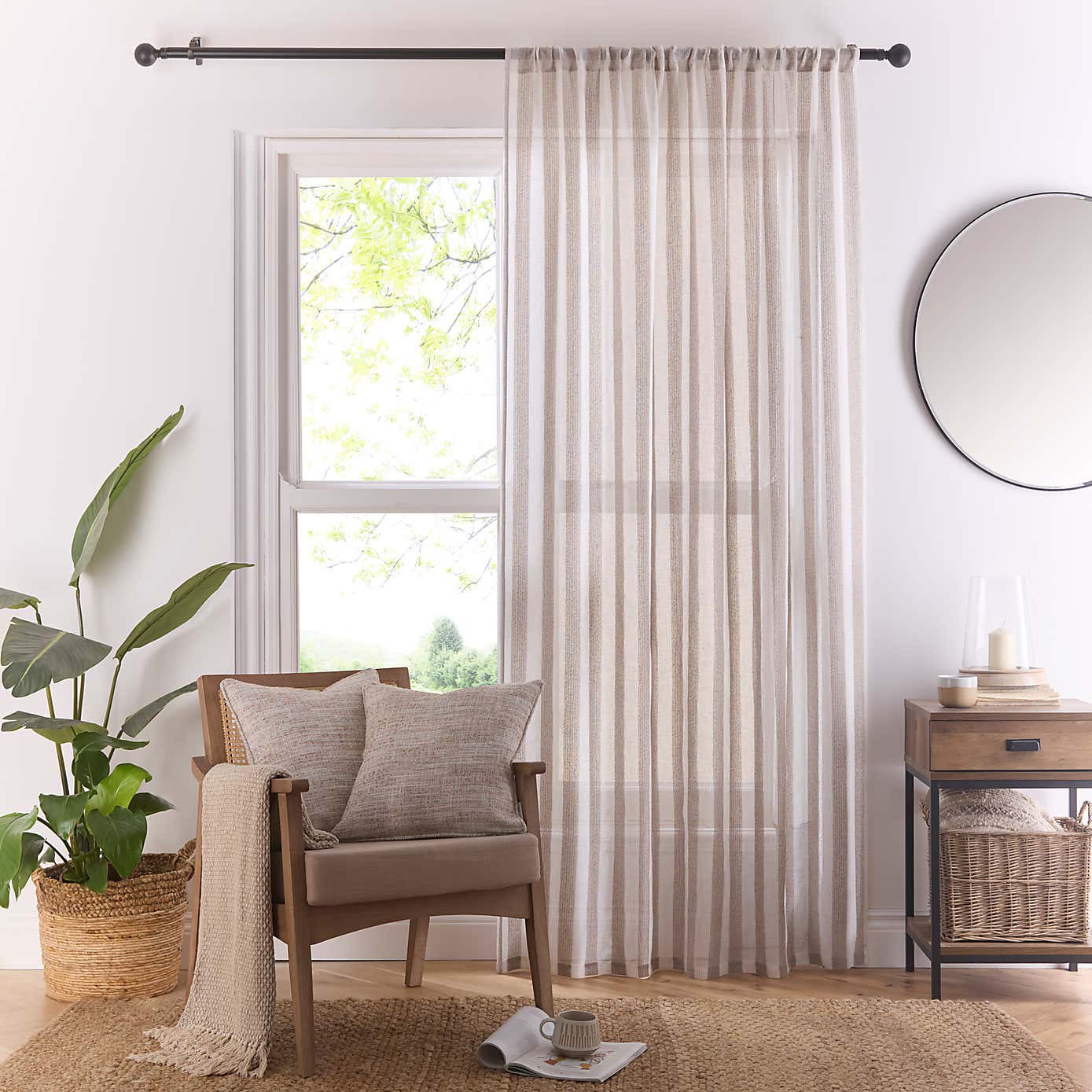 Lettie Stripe Slot Top Voile Panel