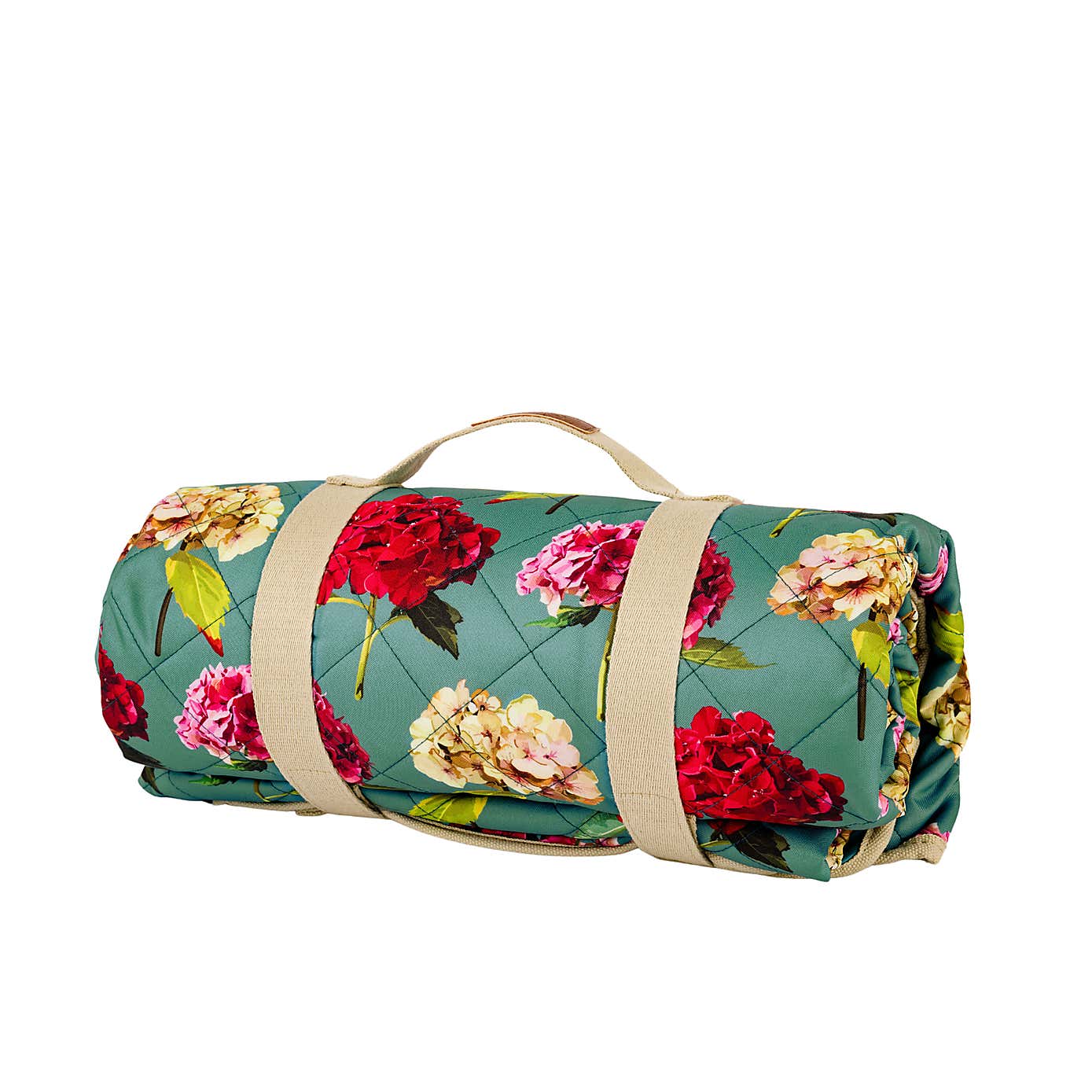 Navigate Sarah Kelleher Teal Rose Print Quilted Picnic Blanket
