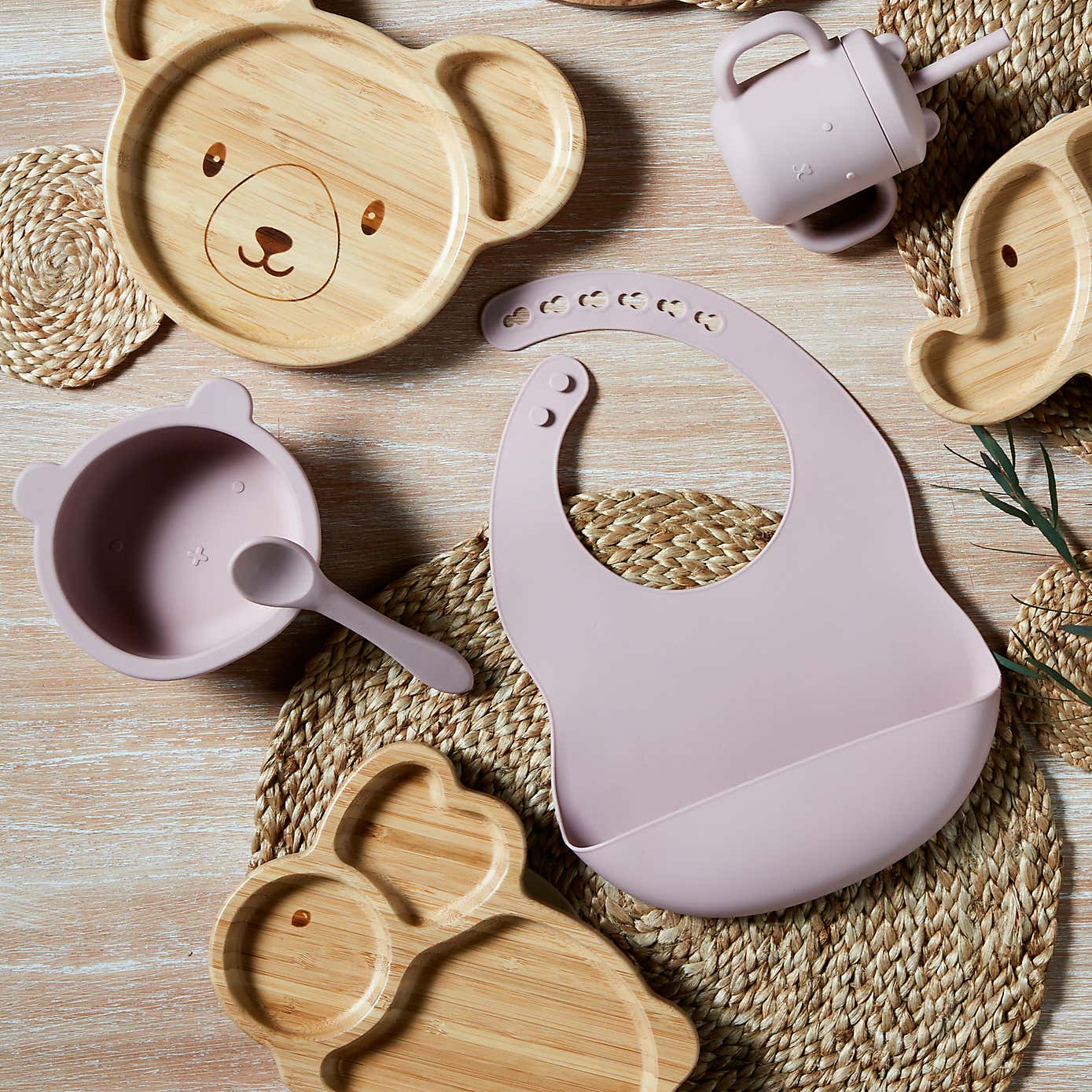 Bambino Silicone Bib, Bowl and Spoon Feeding Set