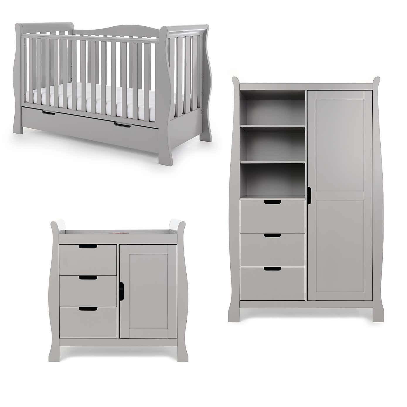 OBaby Stamford Luxe 3 Piece Nursery Room Set, Pine