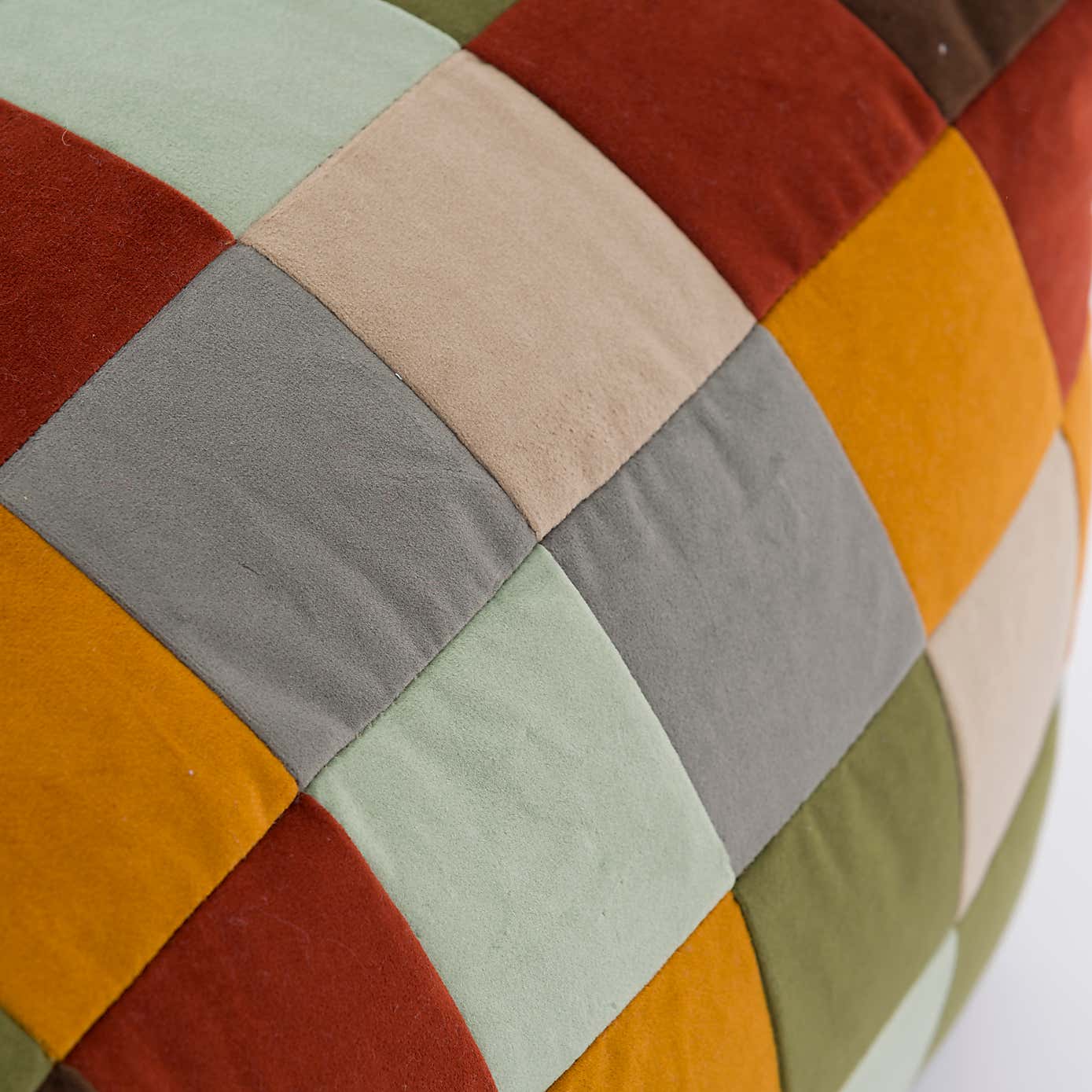 Eliza Blue Patchwork Cube Pouffe