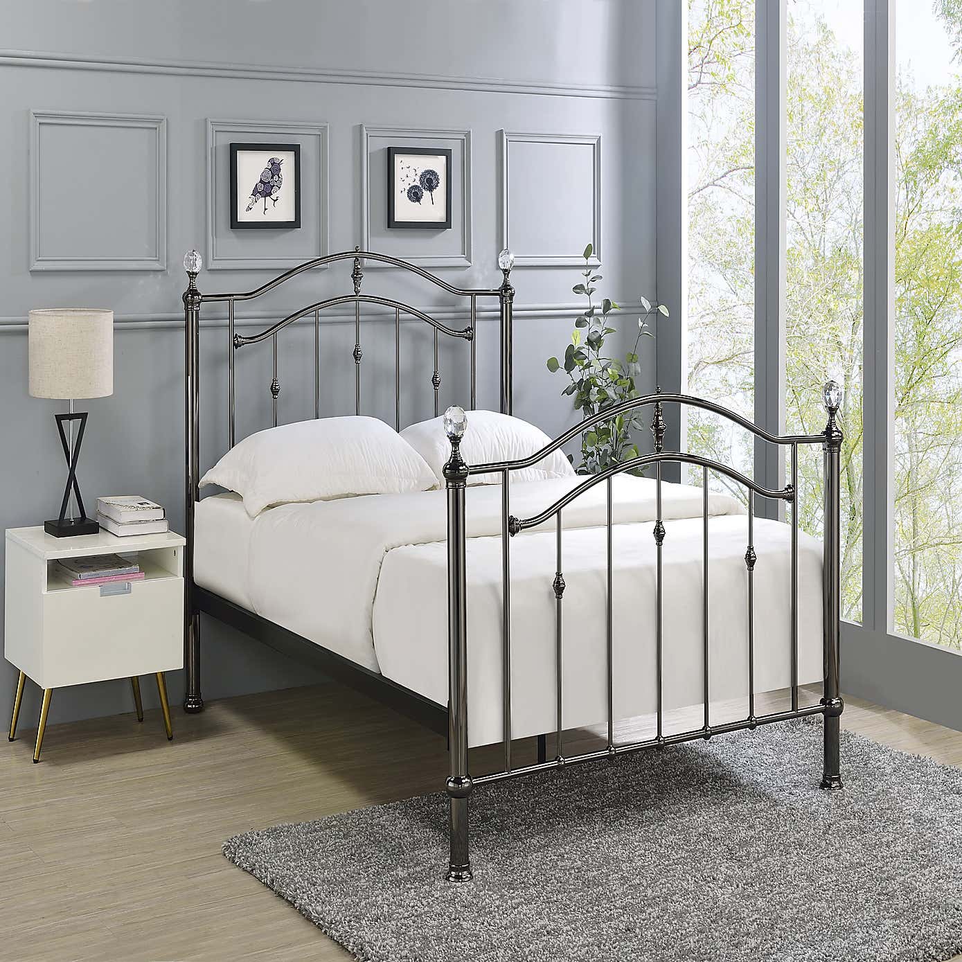 Limelight Callisto Chrome and Crystal Bedstead