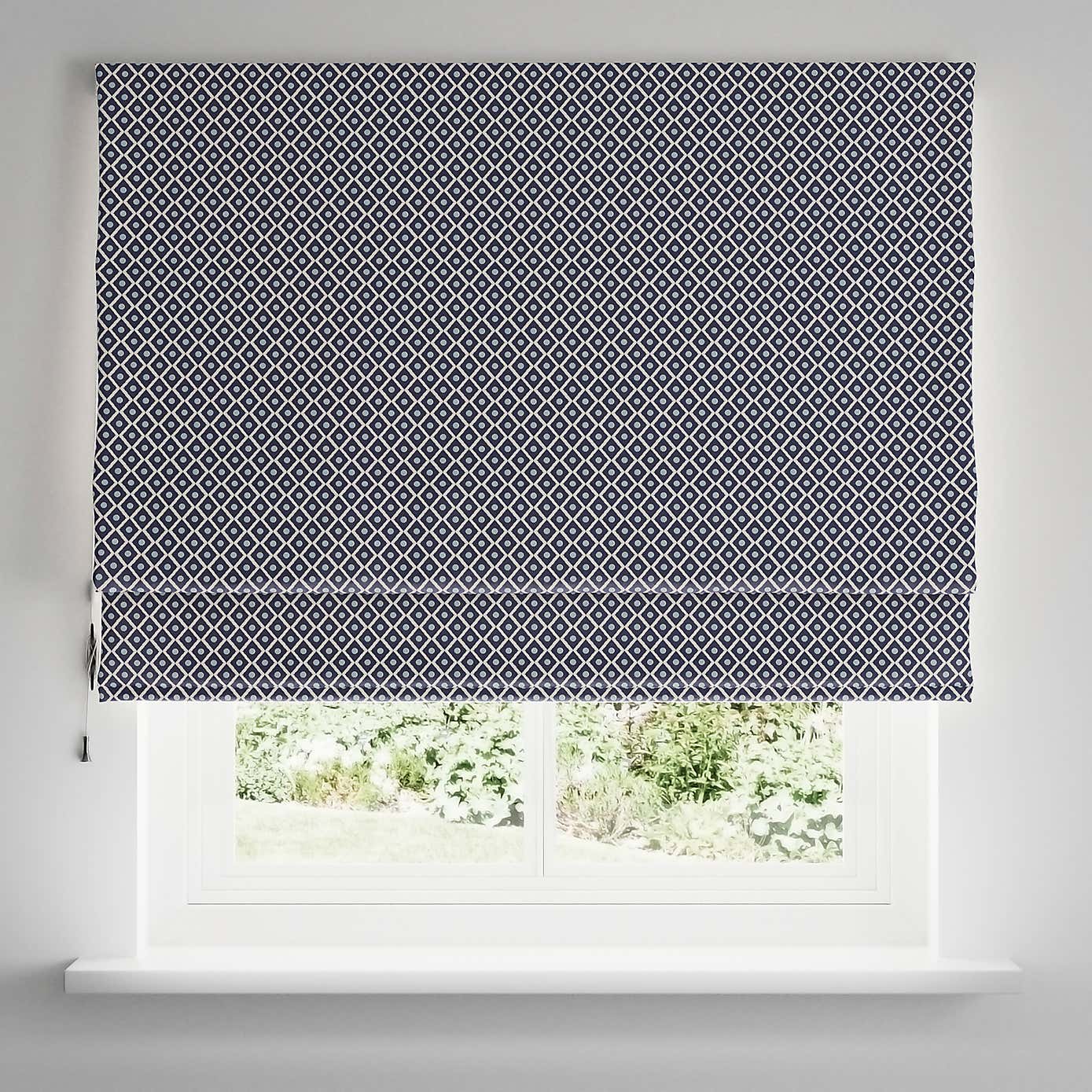 Diamond Spot Navy Blackout Roman Blind