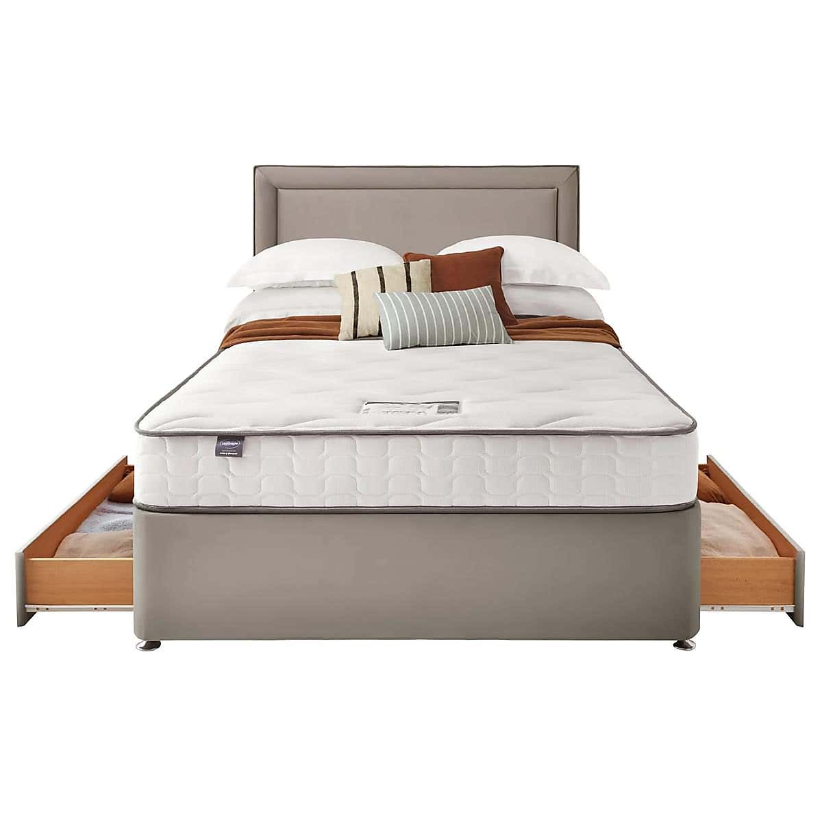 Silentnight 2 Drawer Divan Bed With Velvet Malvern Headboard