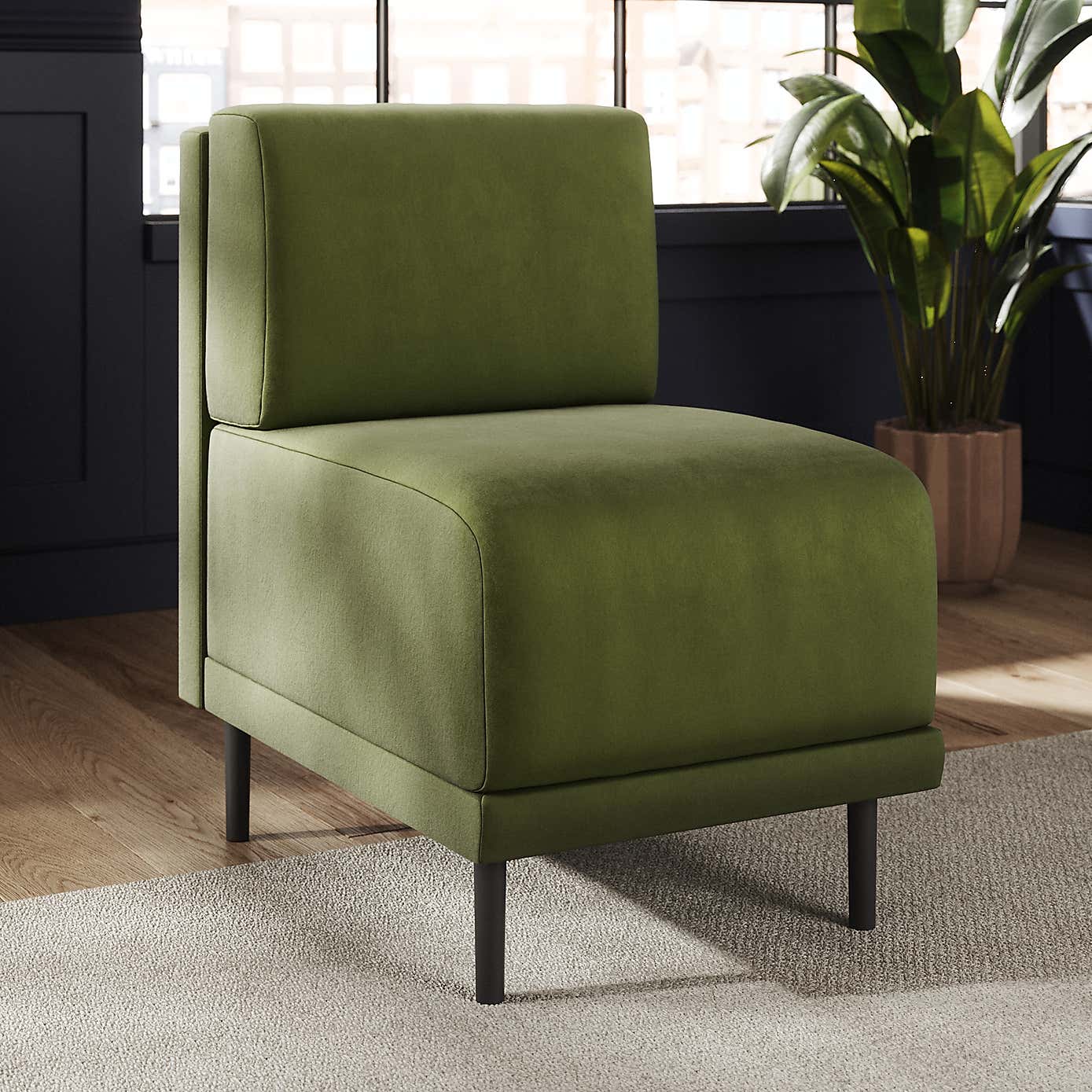 Mae Small Dining Bench, Matte Plush Velvet