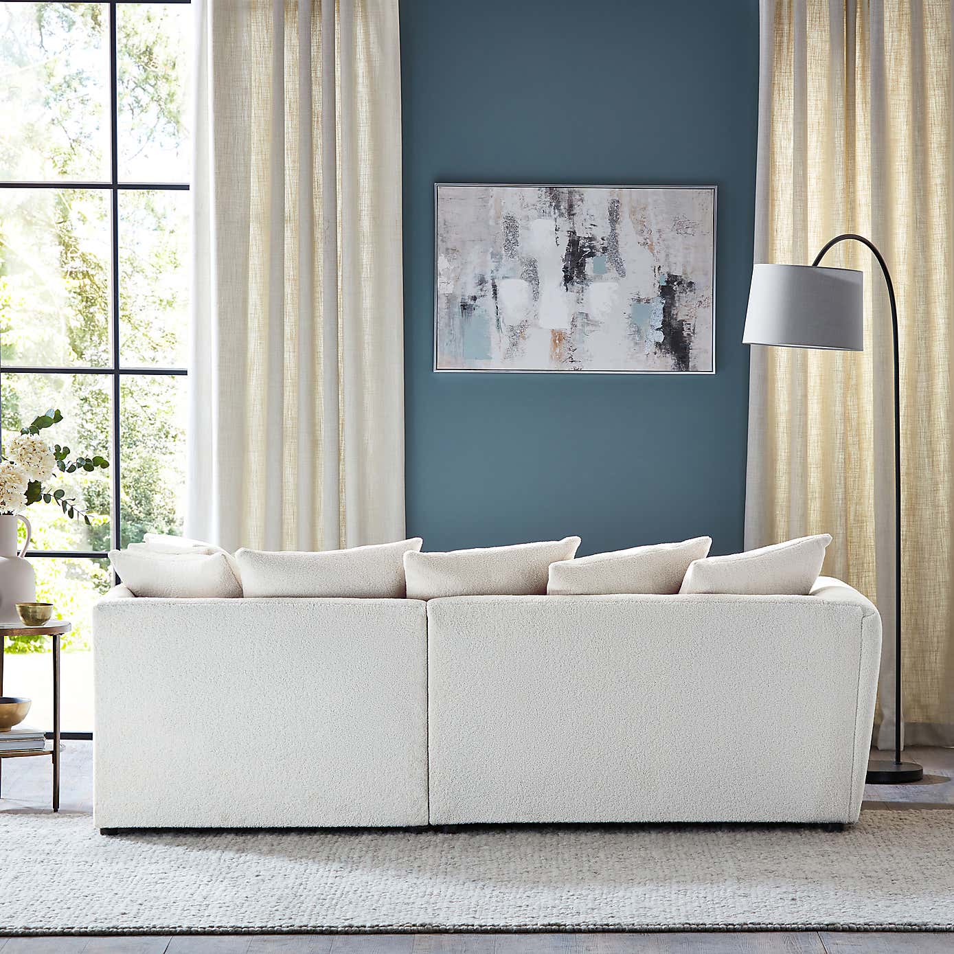 Blake Cosy Sherpa Quilted Arm Corner Chaise Ivory