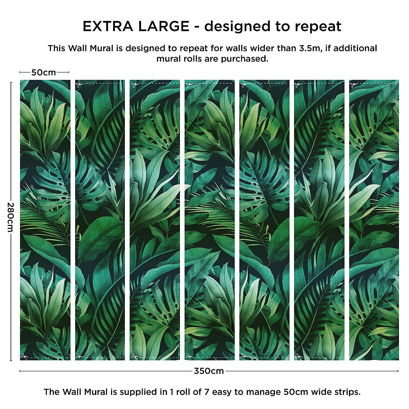 Tropical Leaves Green Mural