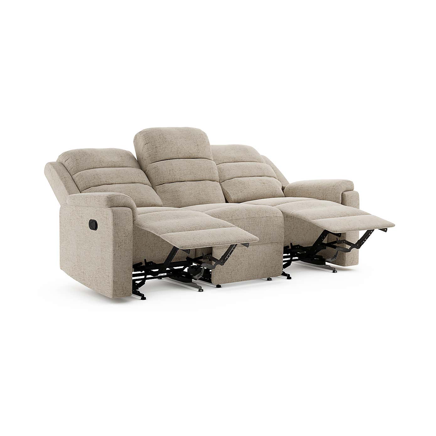 Taylor Chunky Chenille Manual Recliner 3 Seater Sofa, Dark Natural