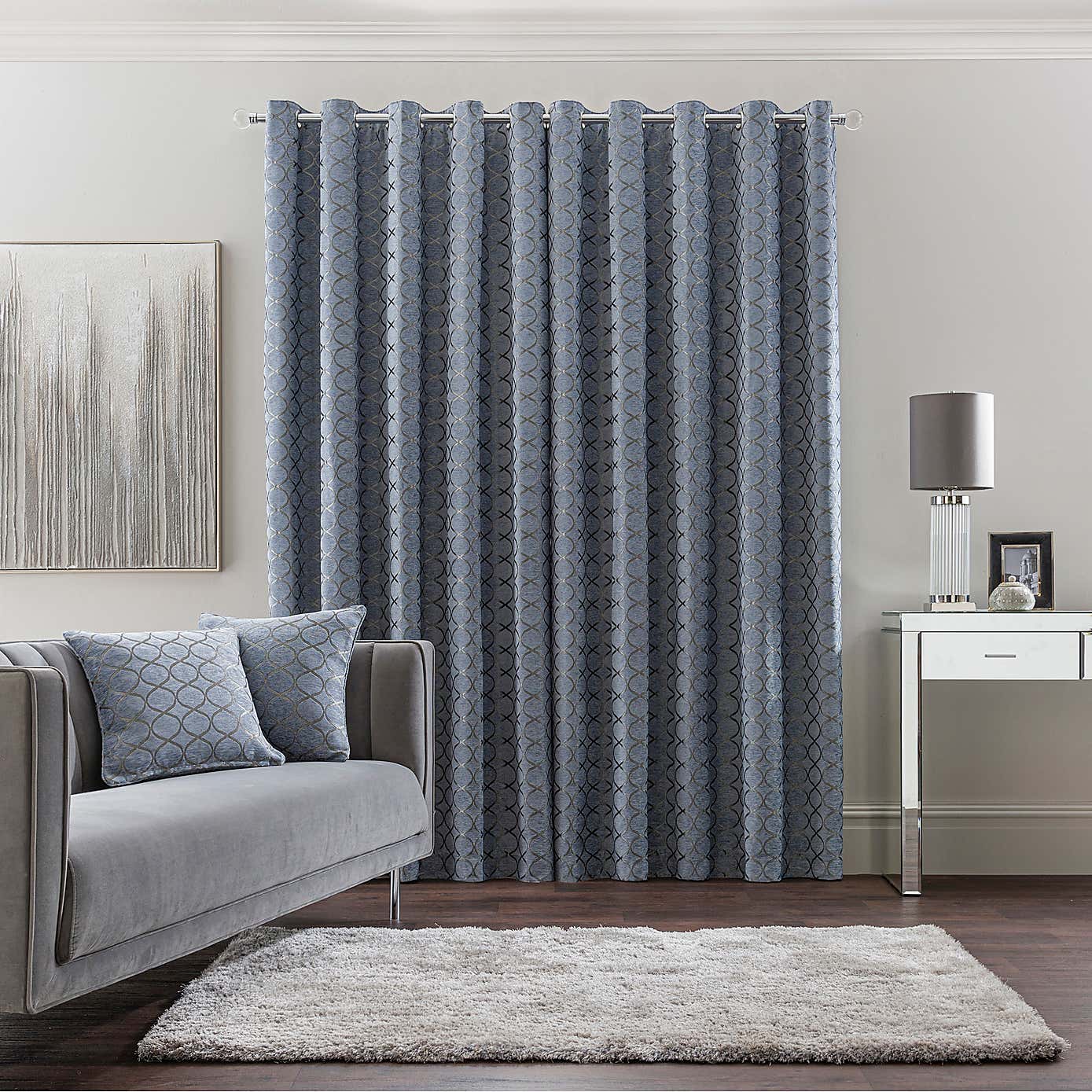 Chenille Ogee Eyelet Curtains