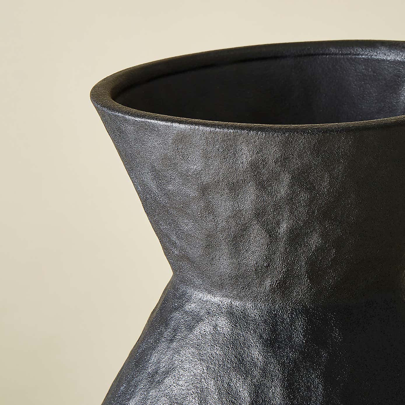 Large Black Textured Ceramic Vase