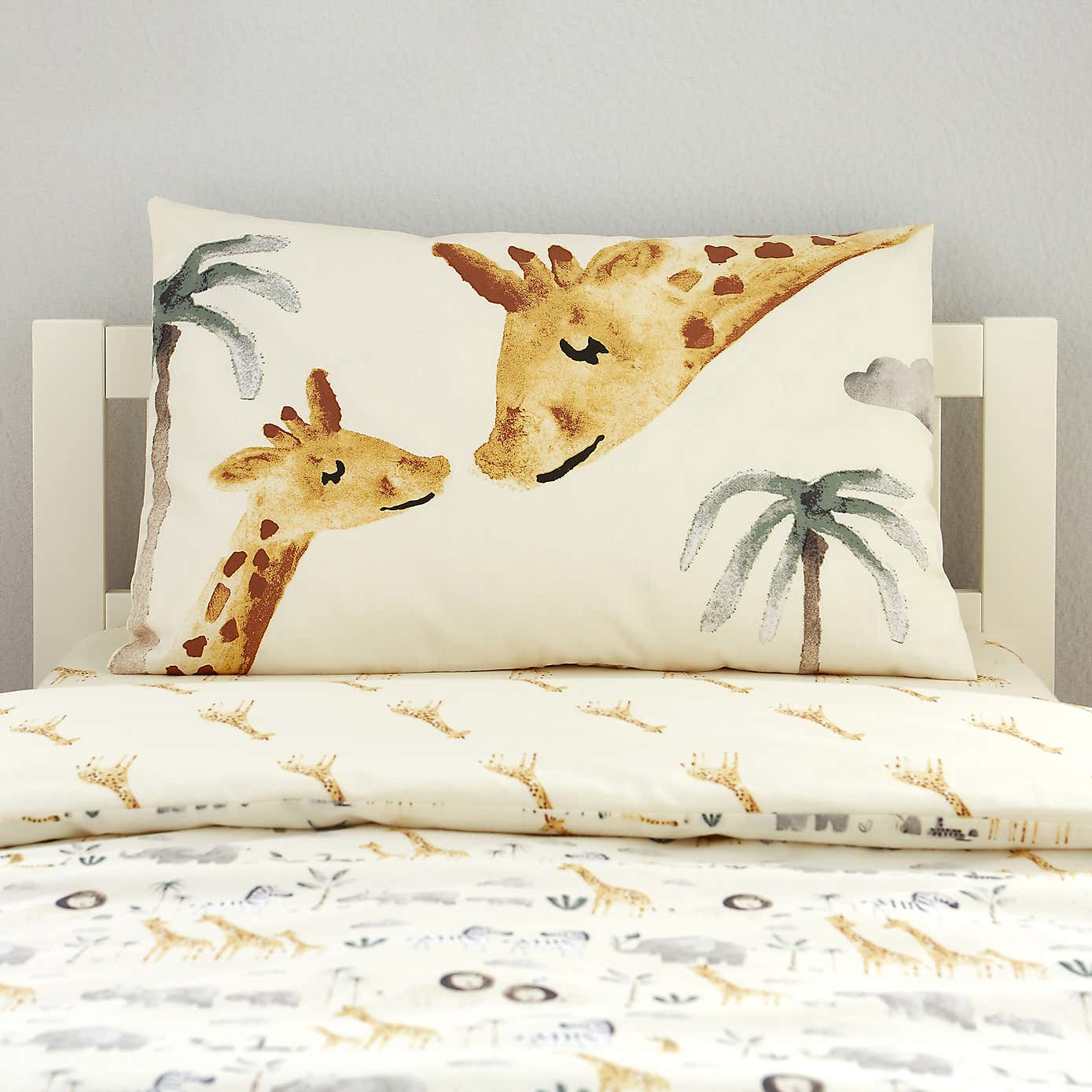 Safari Natural 100% Cotton Cot Bed Duvet Cover and Pillowcase Set