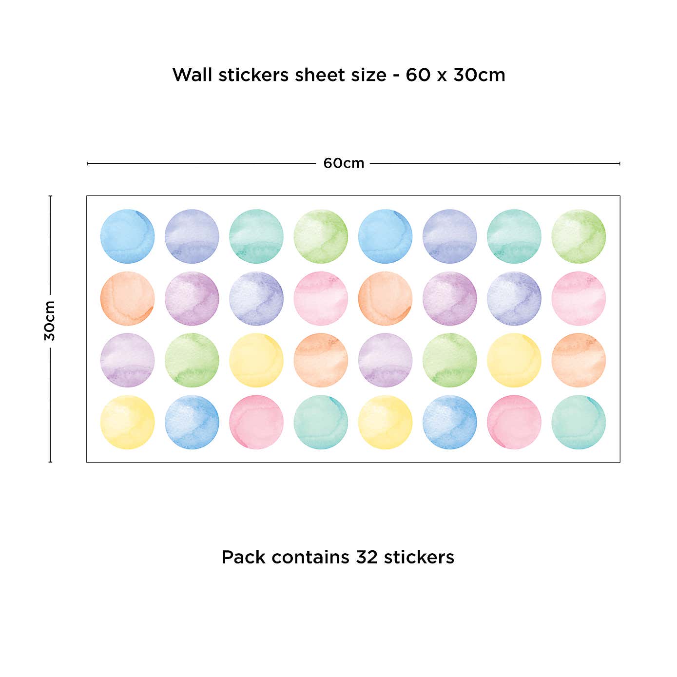 Watercolour Spots Small Wall Sticker