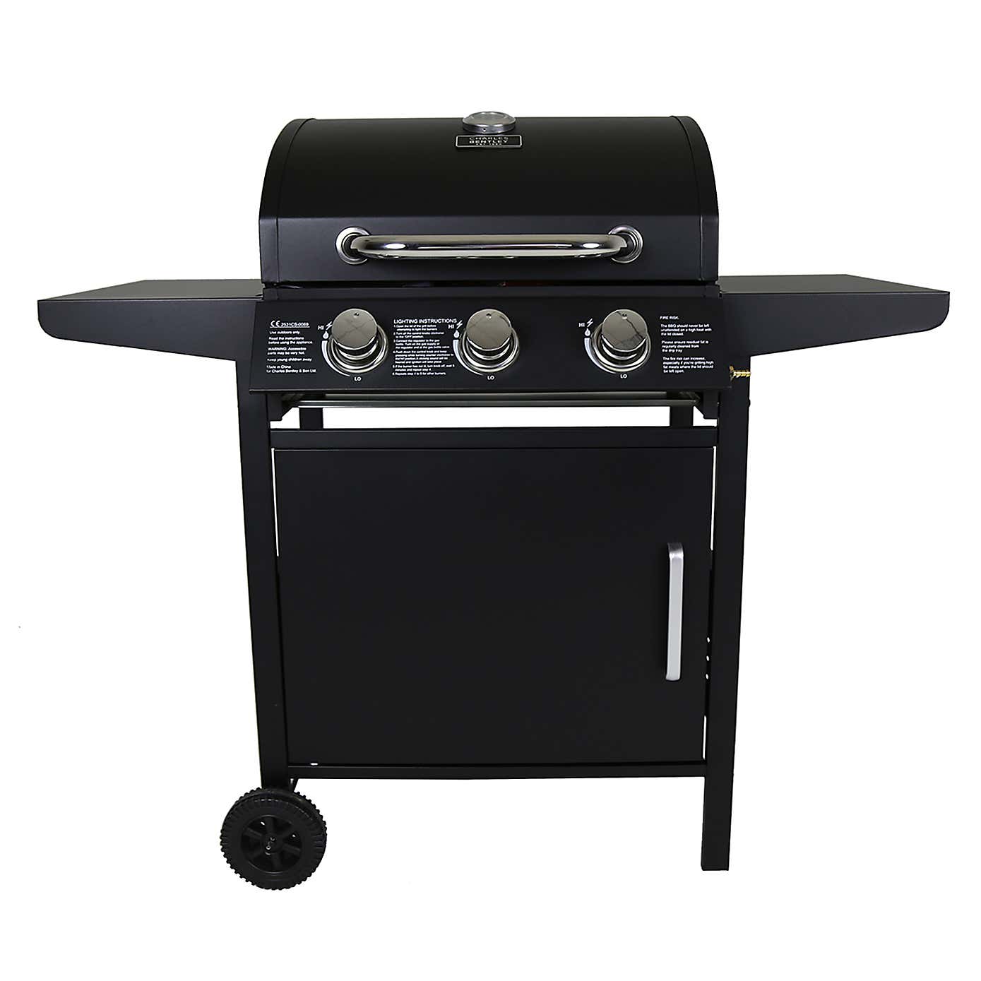 Charles Bentley Steel 3 Burner Gas BBQ