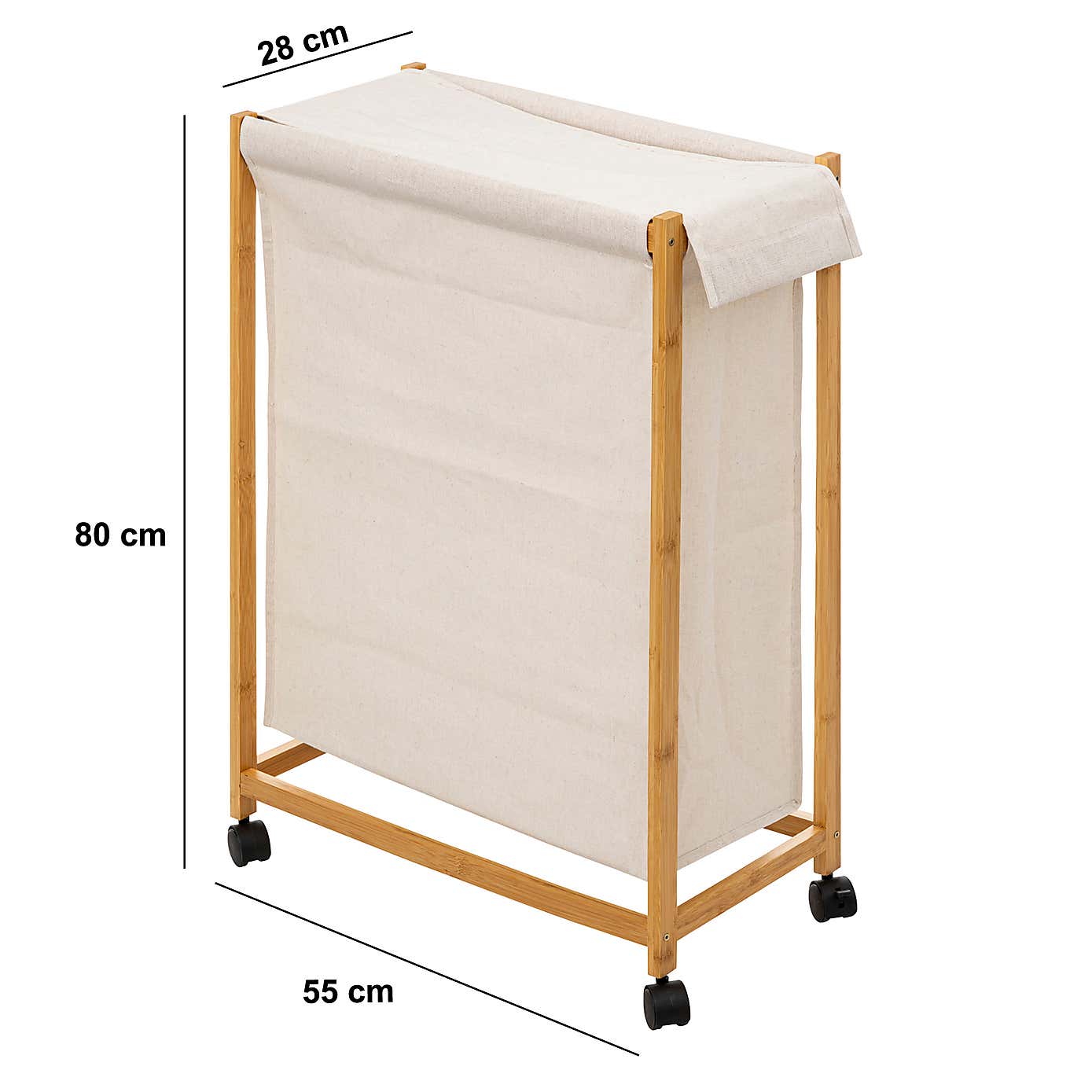 White 52L Laundry Basket on Rollers