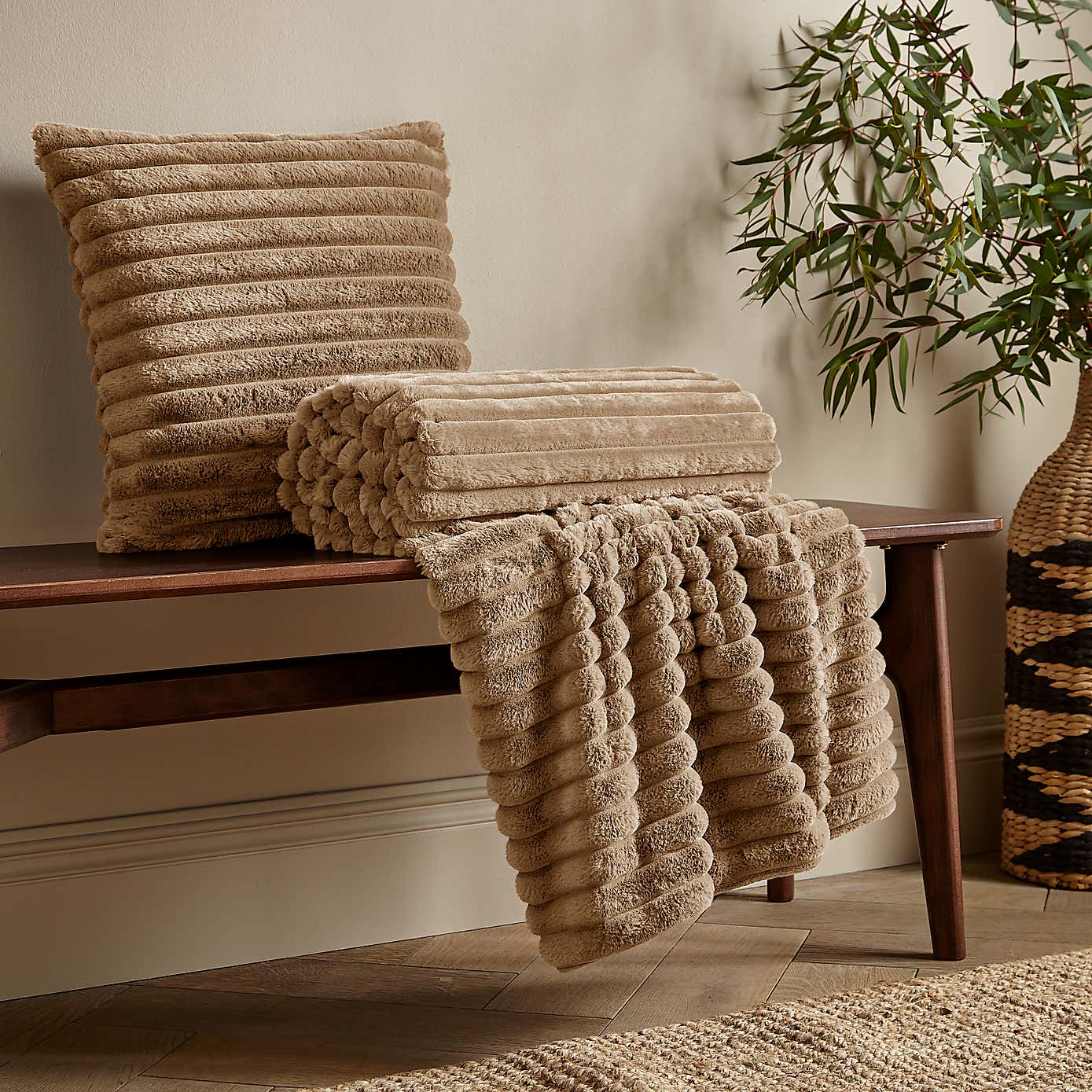 Catherine Lansfield Cosy Ribbed Square Cushion