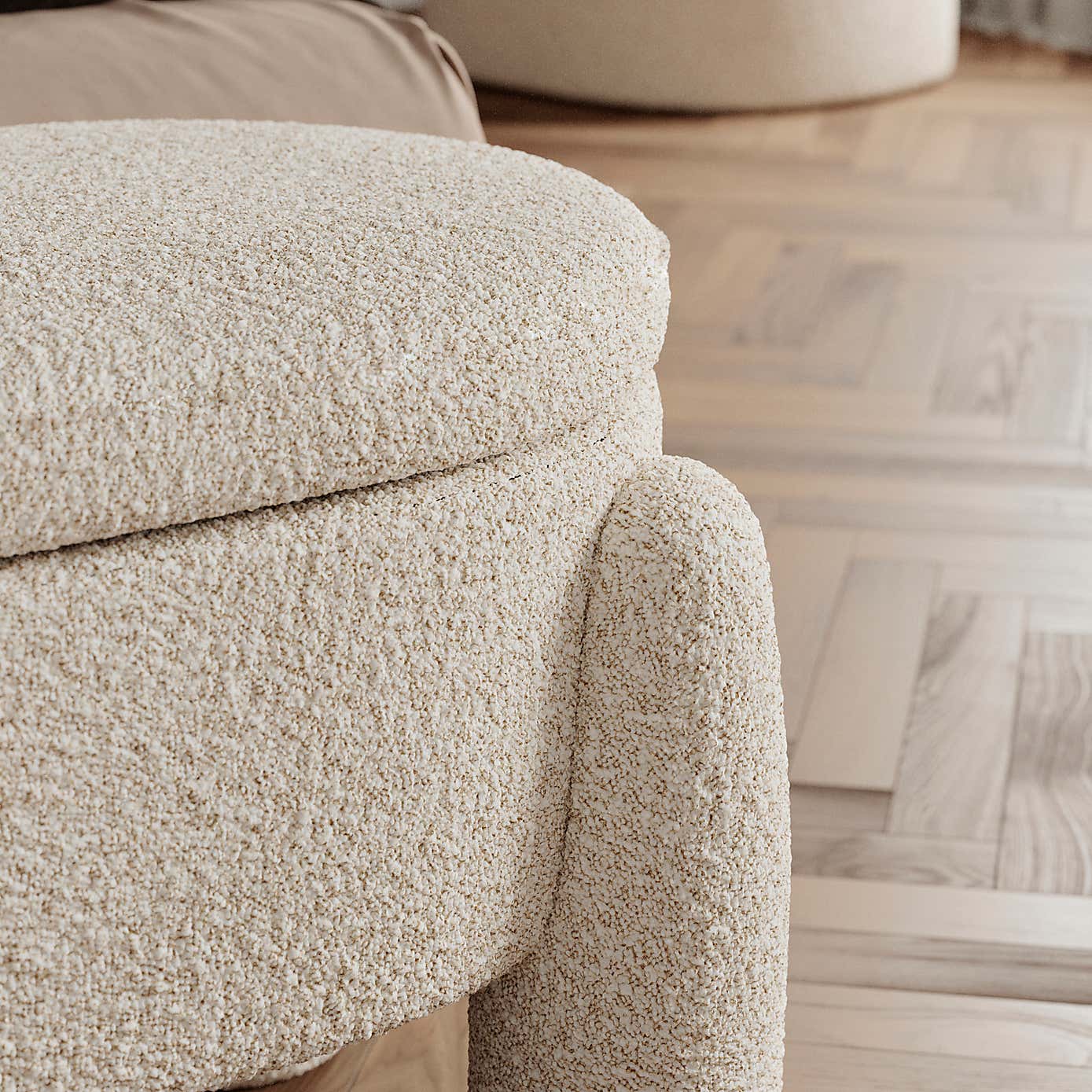 Romy Boucle Natural Storage Ottoman