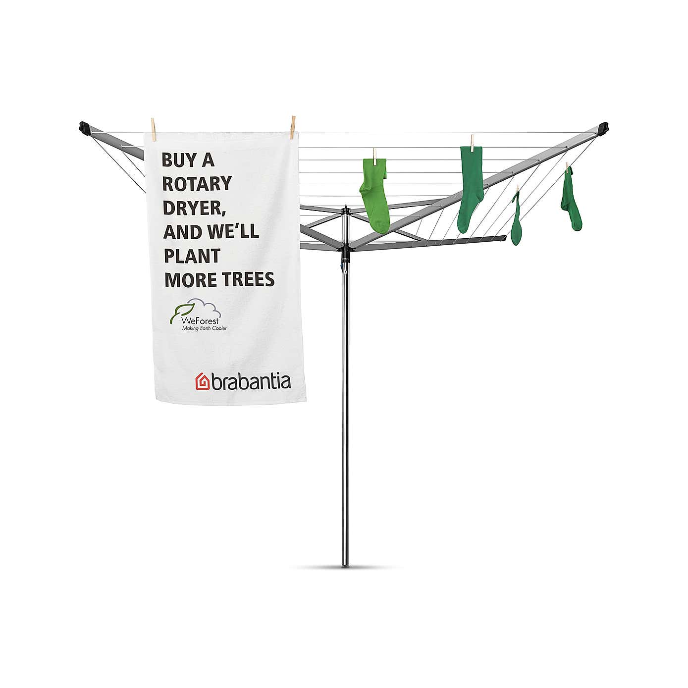 Brabantia 40 Metre 4 Arm Compact Rotary Washing Line with Free Cover