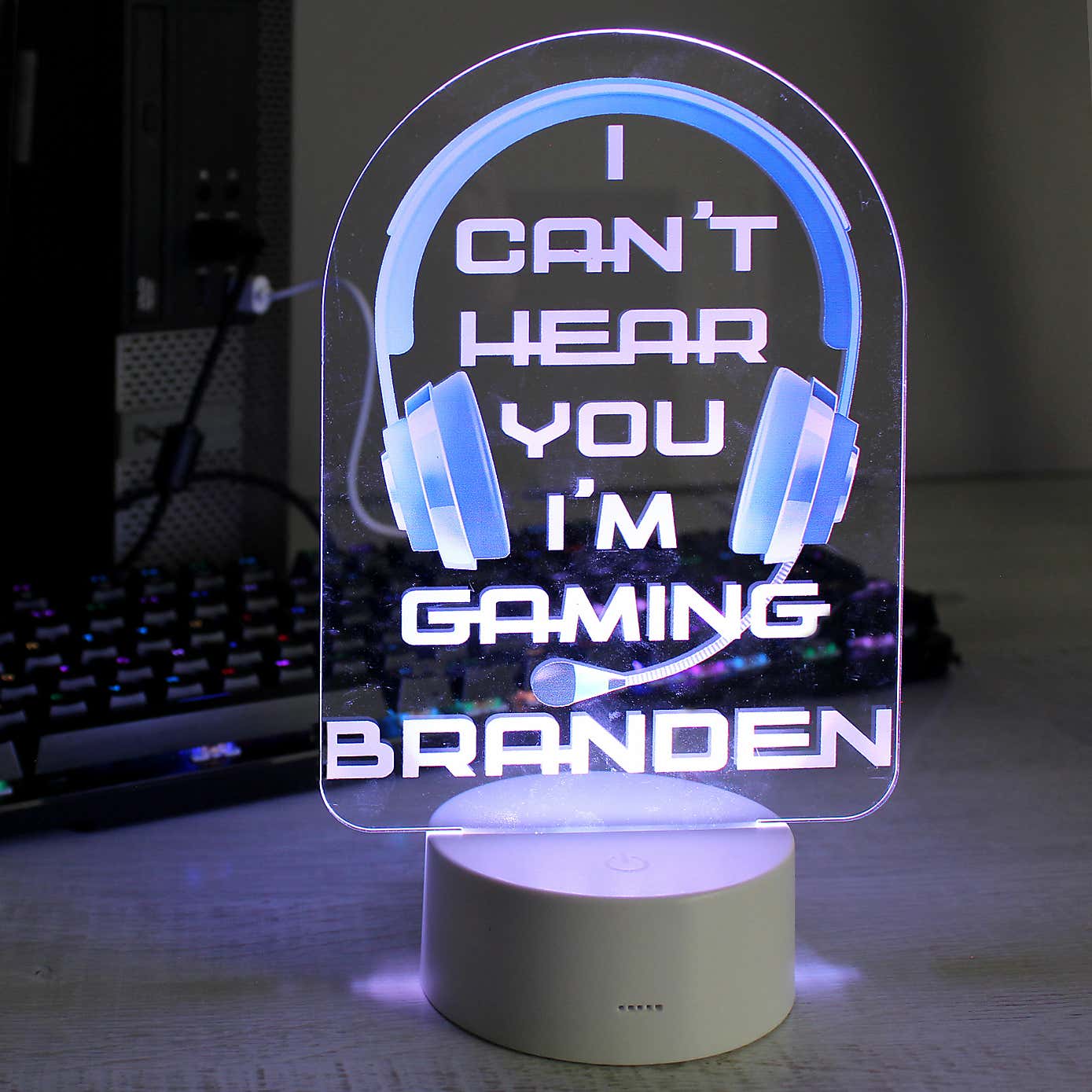 Personalised Blue Gaming Colour Changing Night LED Light