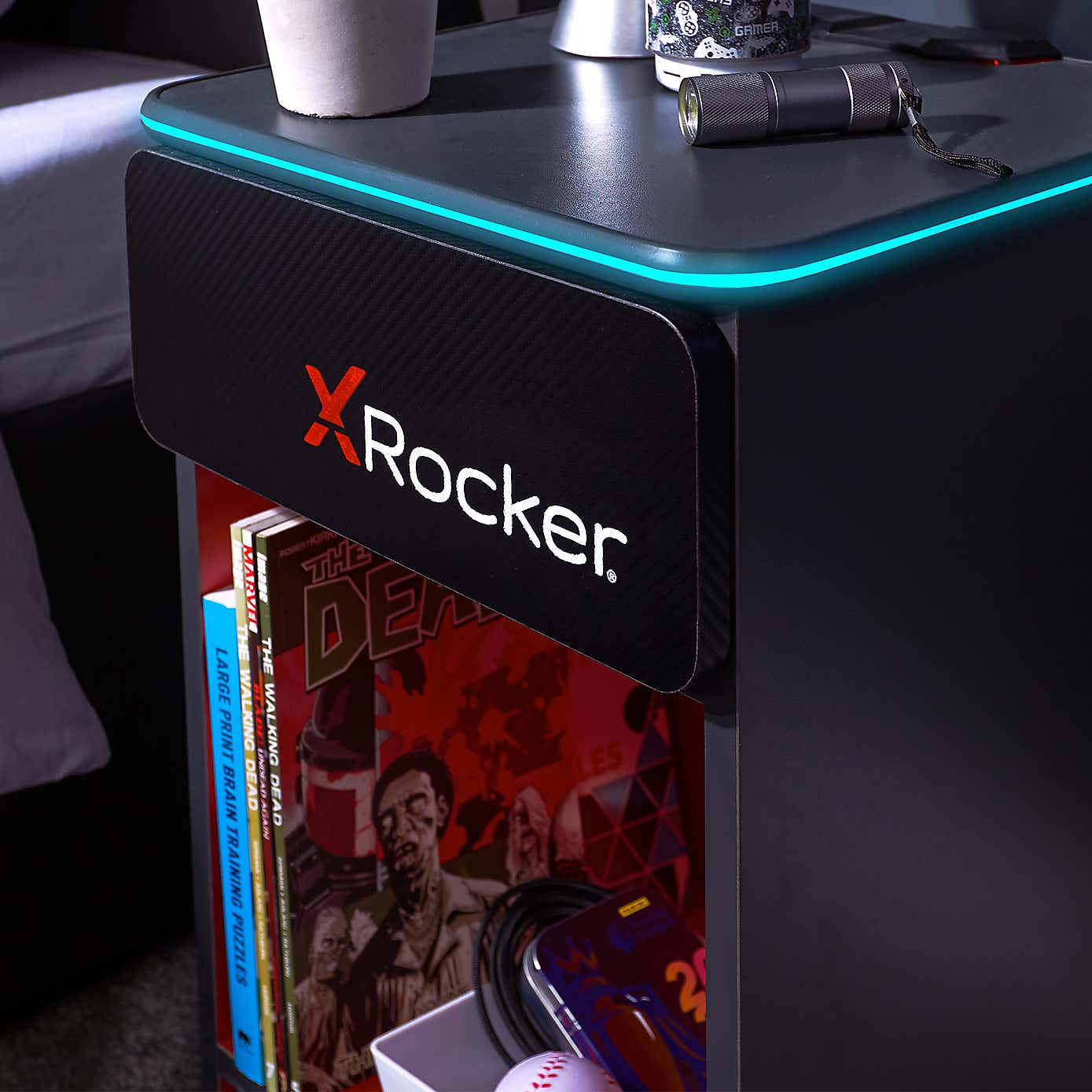 X Rocker Carbon Tek Bedside Table with Wireless charging