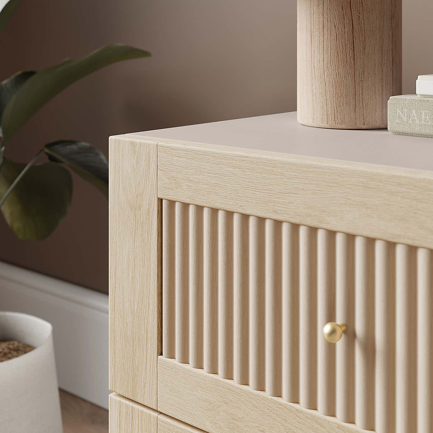 Maeva 2 Drawer Bedside Table, Light Oak Effect