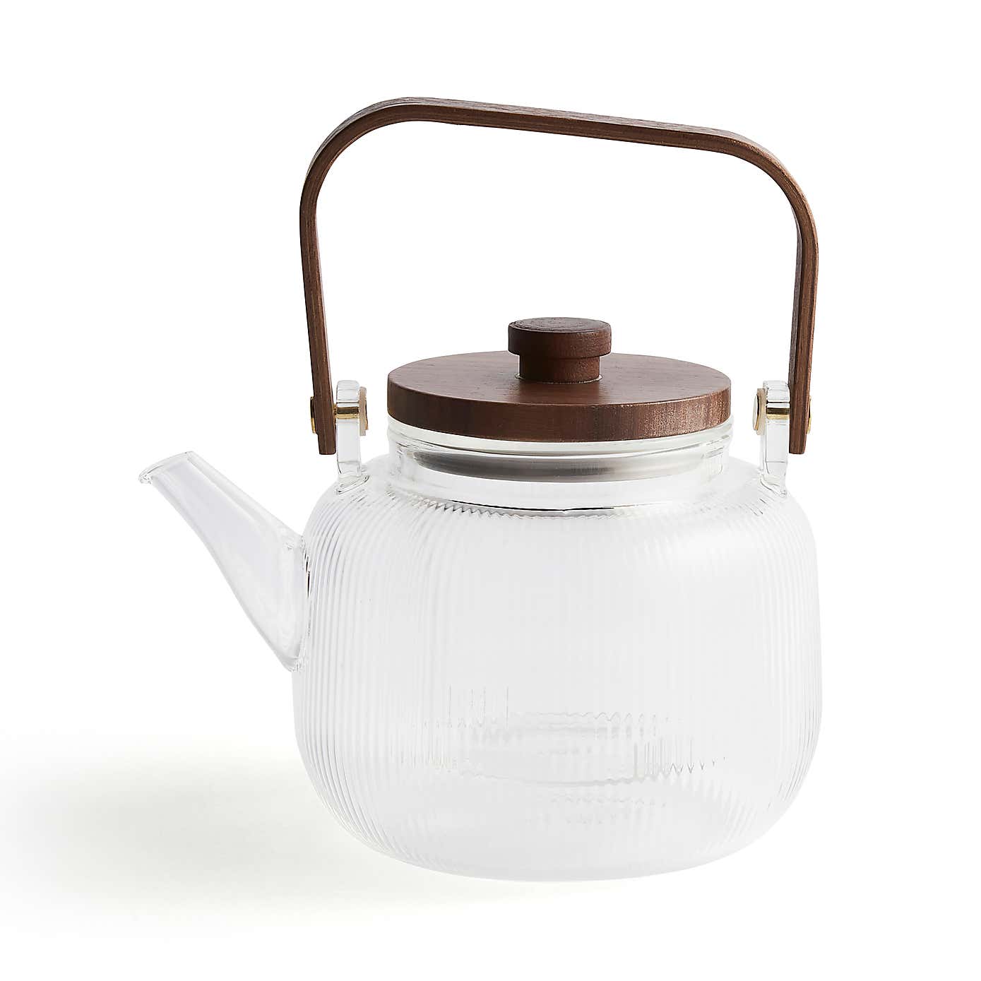 Ribbed Clear Glass Teapot
