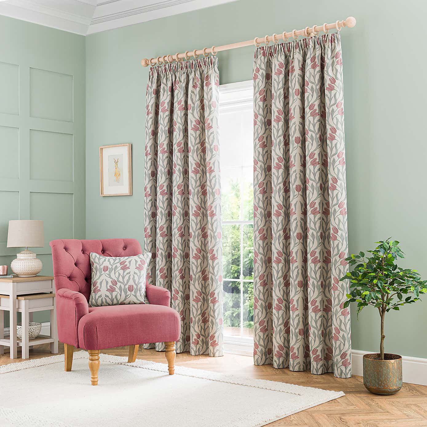 Tulip Jacquard Pencil Pleat Curtains