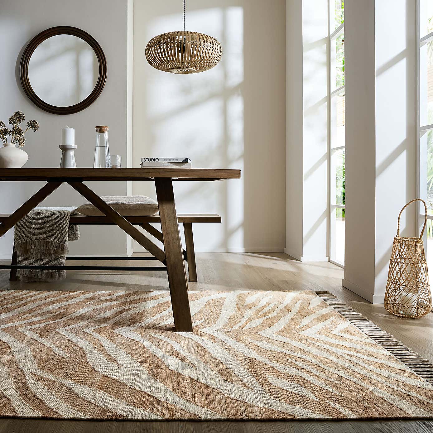 Zebra Patterned Jute Rug