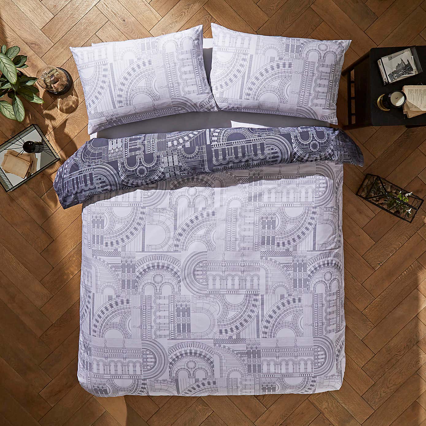 NHM Waterhouse Charcoal Duvet Cover and Pillowcase Set